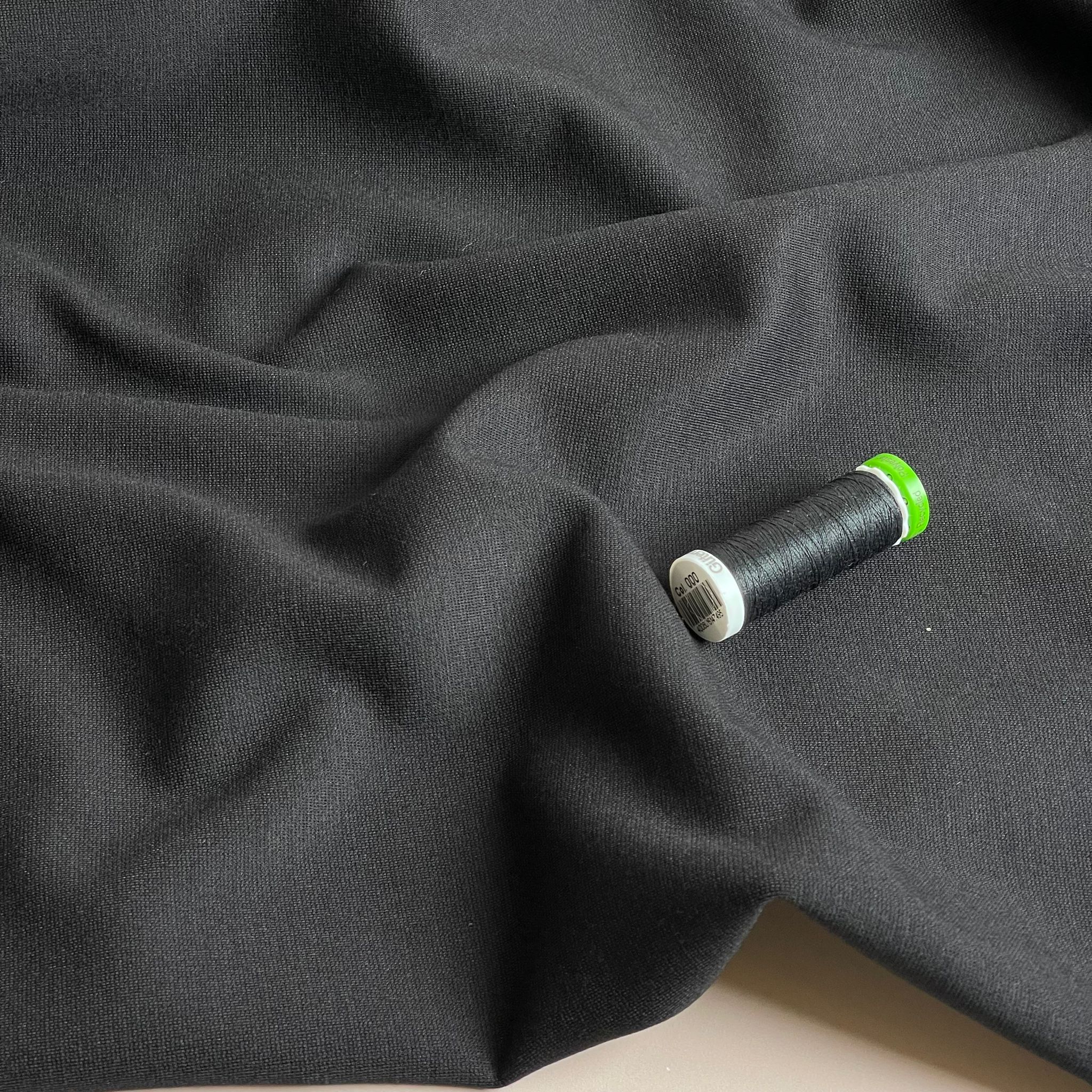 Brushed Viscose Ponte Roma Double Knit Fabric in Black