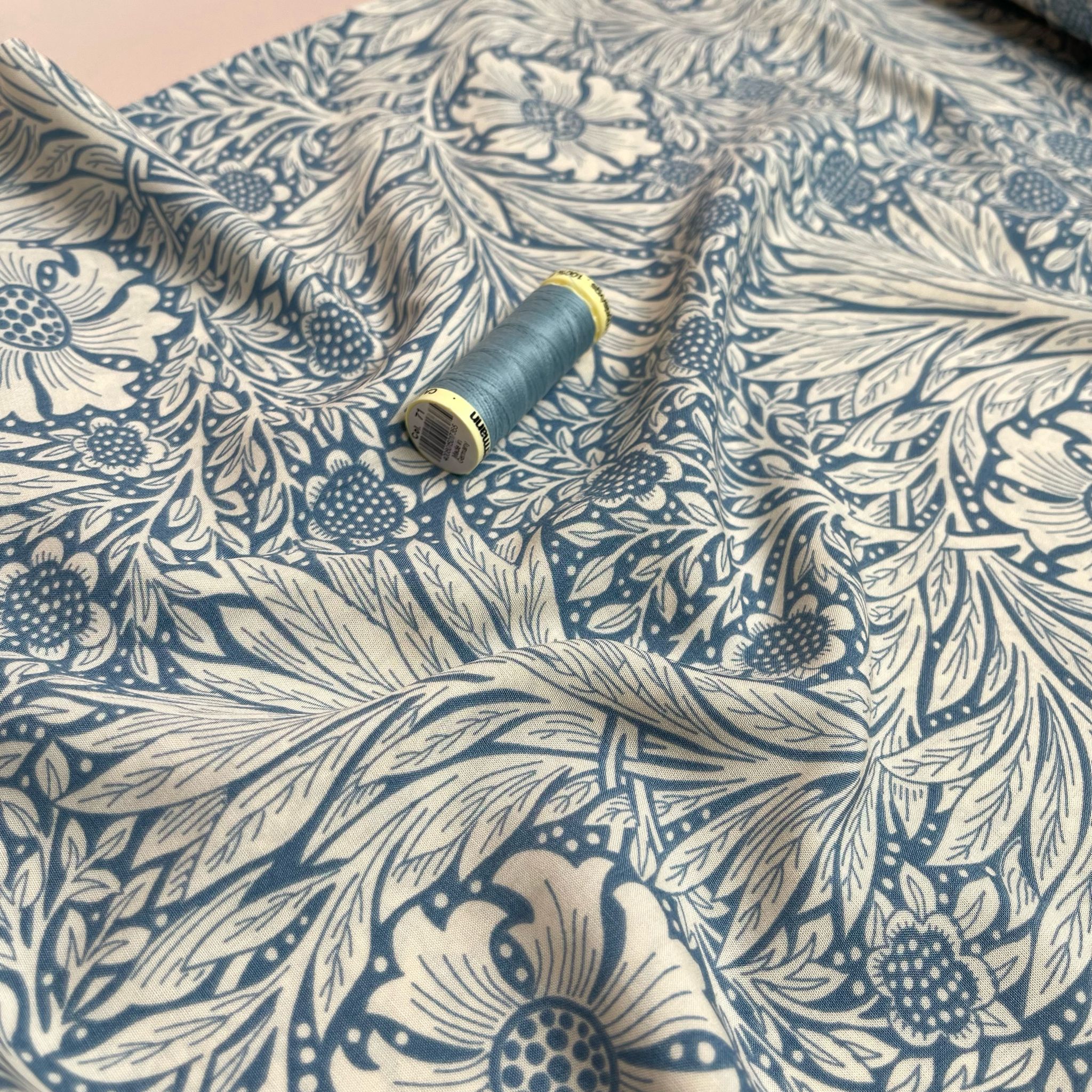 REMNANT 1.10 Metres - Victoria Dusty Blue Viscose Fabric