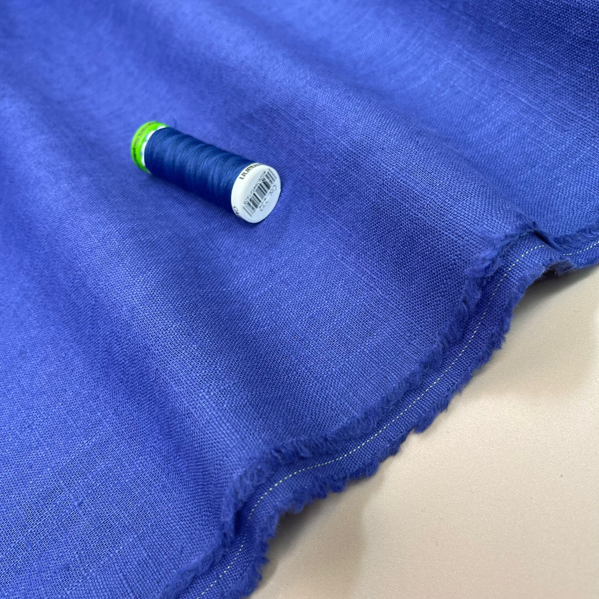 Breeze Lapis Blue - Enzyme Washed Linen Cotton Fabric