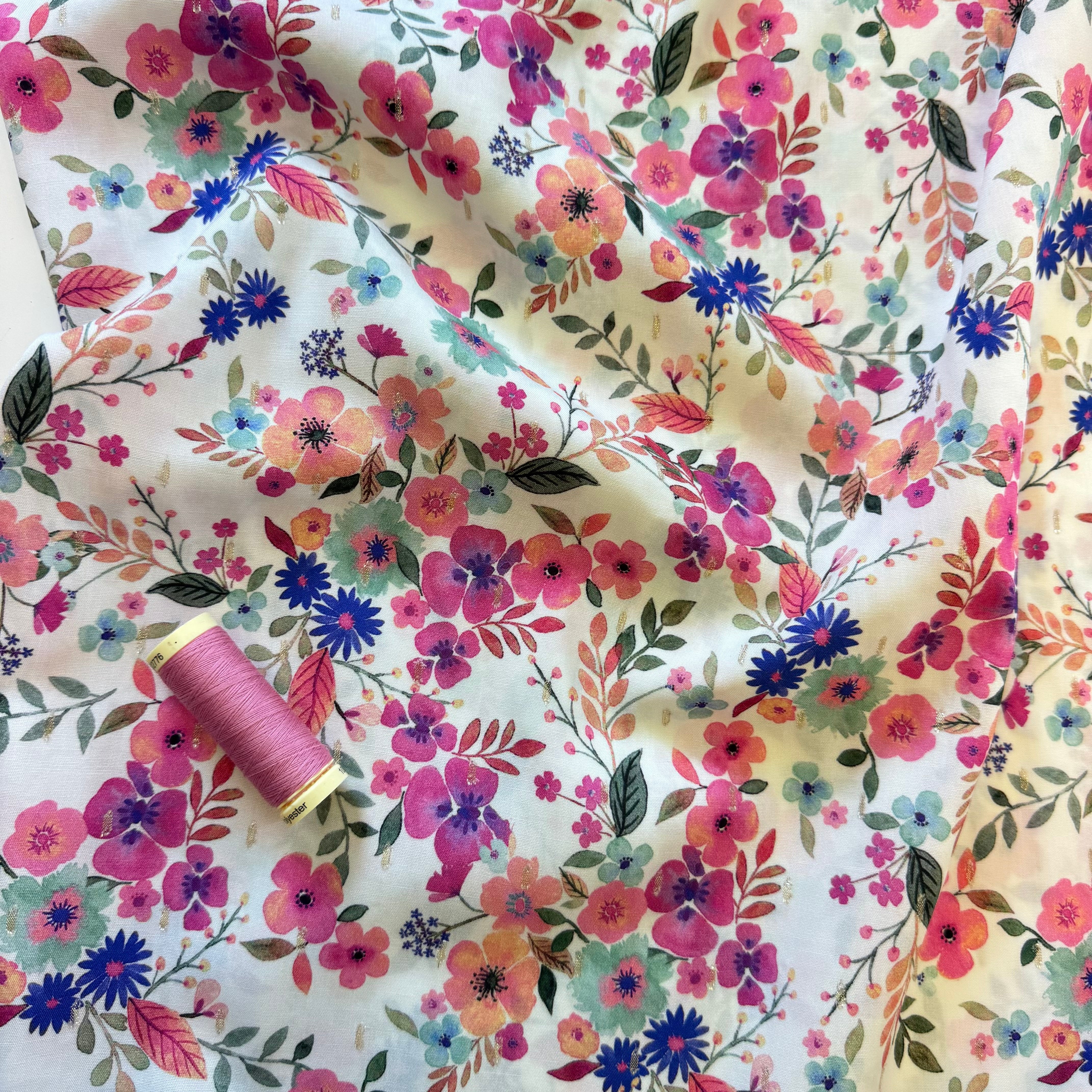 Summer Flowers with Lurex Viscose Fabric