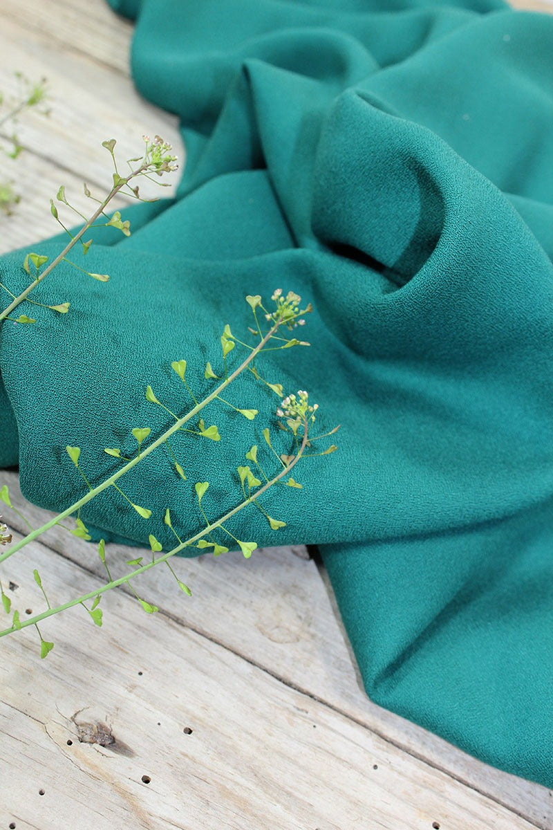 Églantine & Zoé - Emerald Green Viscose Crepe Fabric