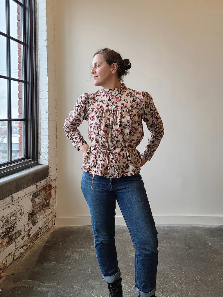 Sewing Kit - Regalia Blouse in Hazy Foliage Viscose