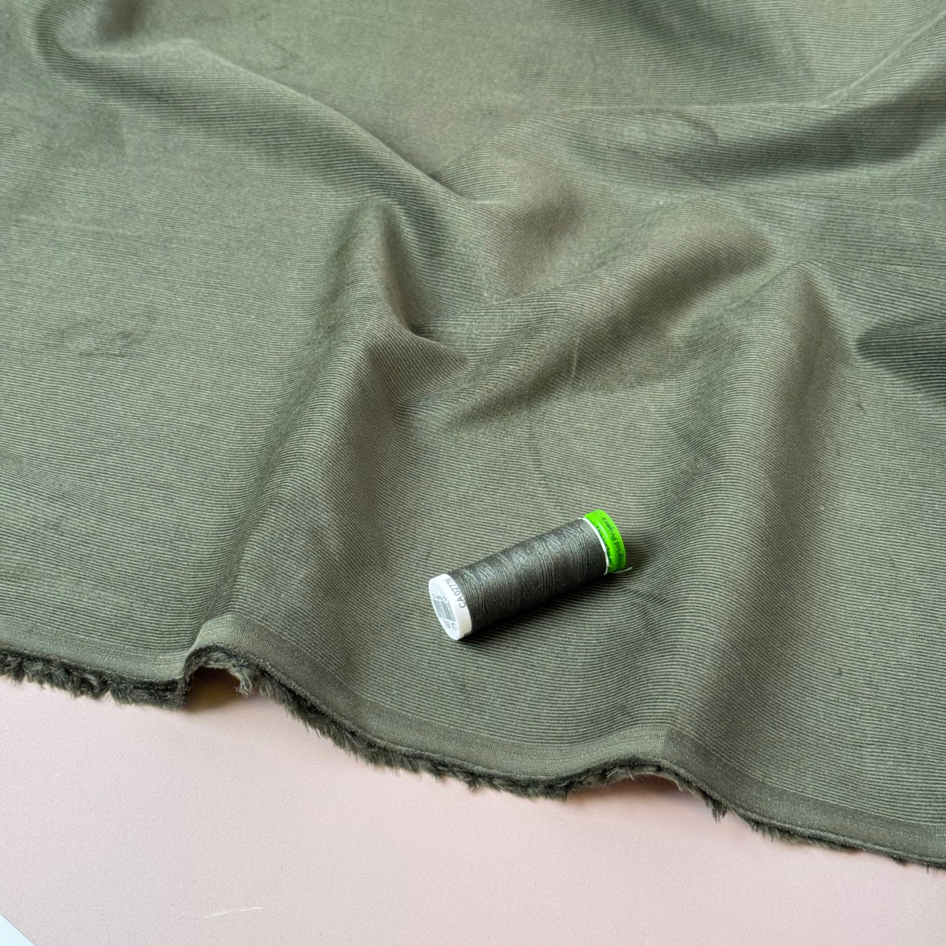 21 Wale Cotton Needlecord in Winter Moss Green