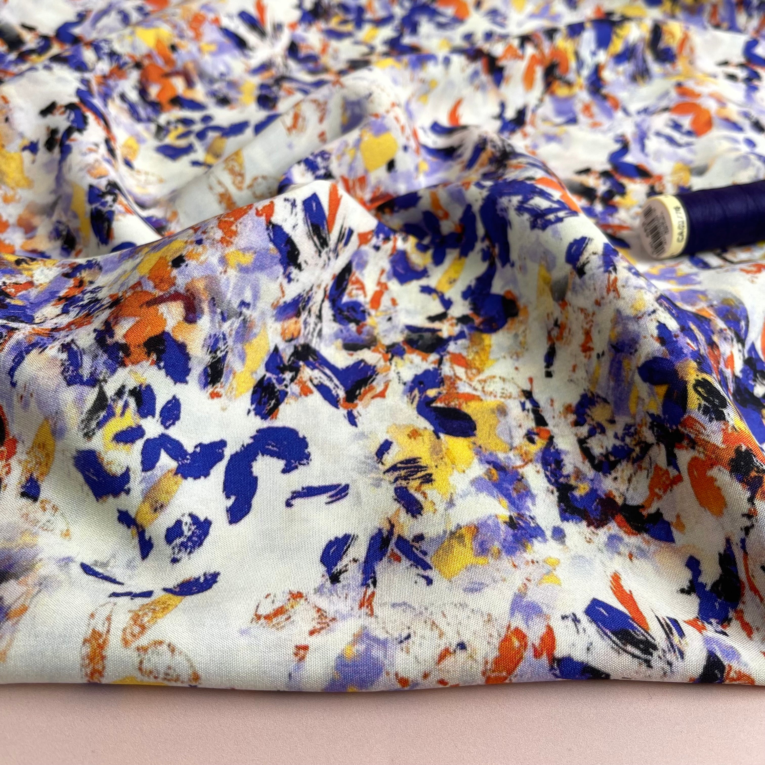 Abstract Hazy Purple Foliage Viscose Fabric