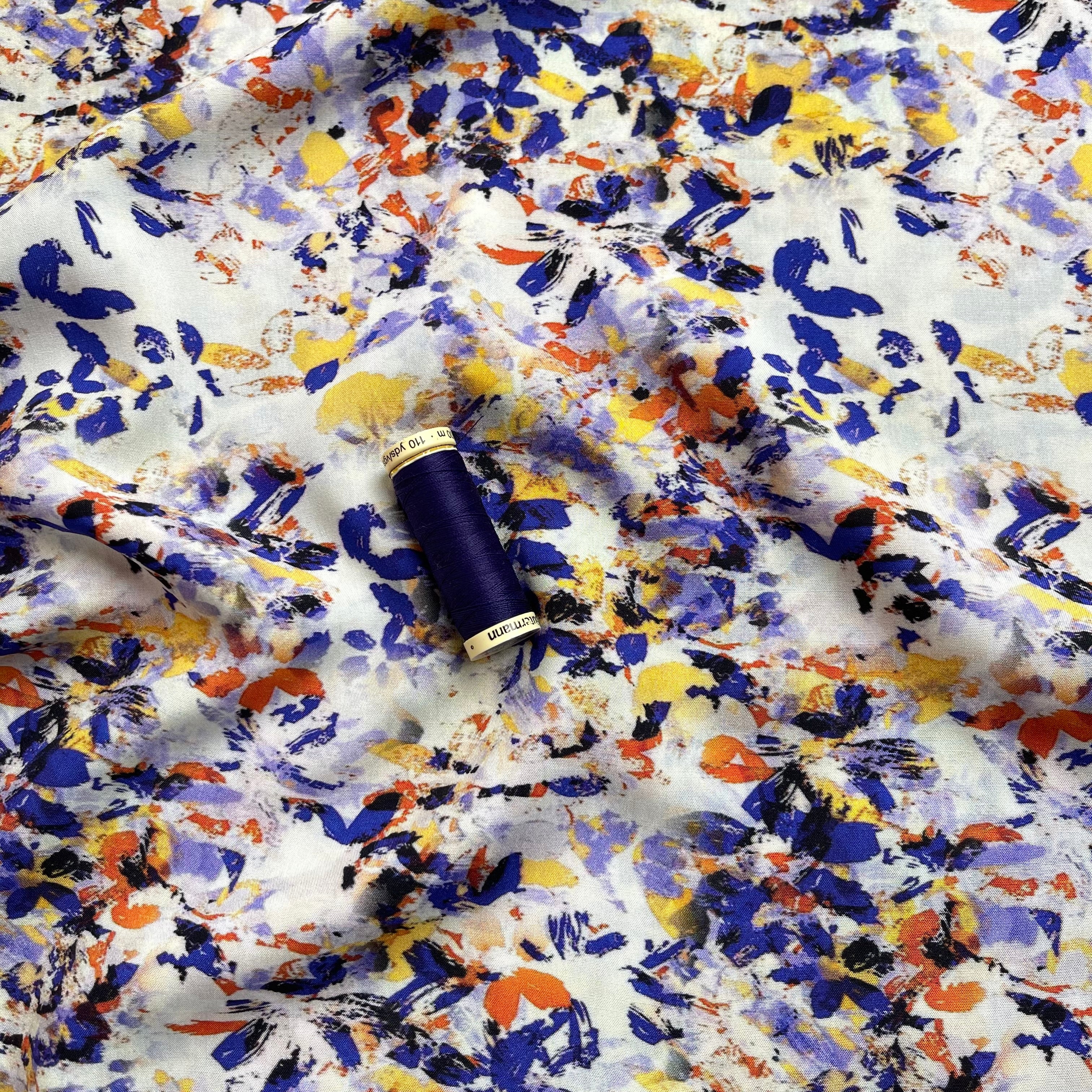 Abstract Hazy Purple Foliage Viscose Fabric