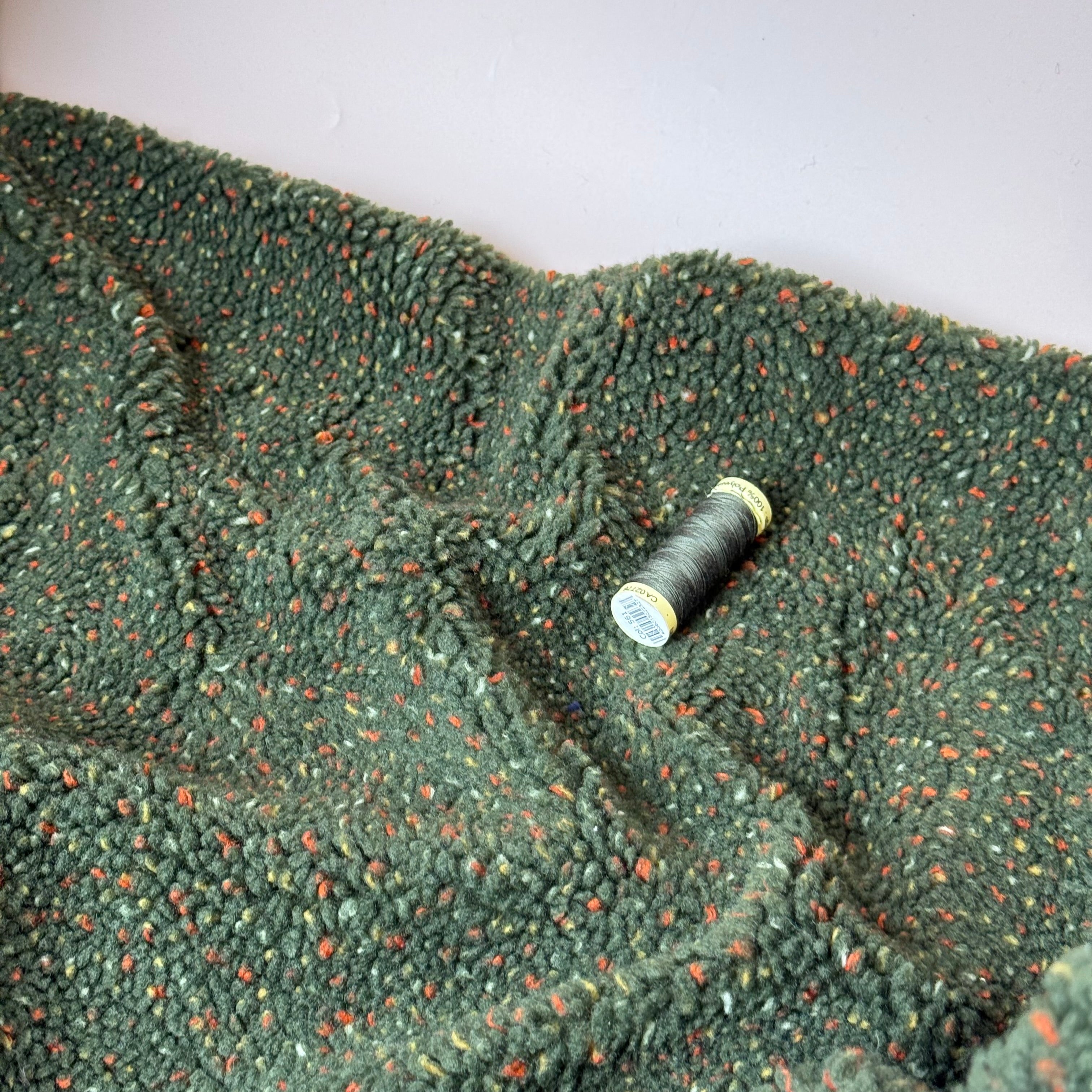Speckles Forest Green Teddy Coating Fabric