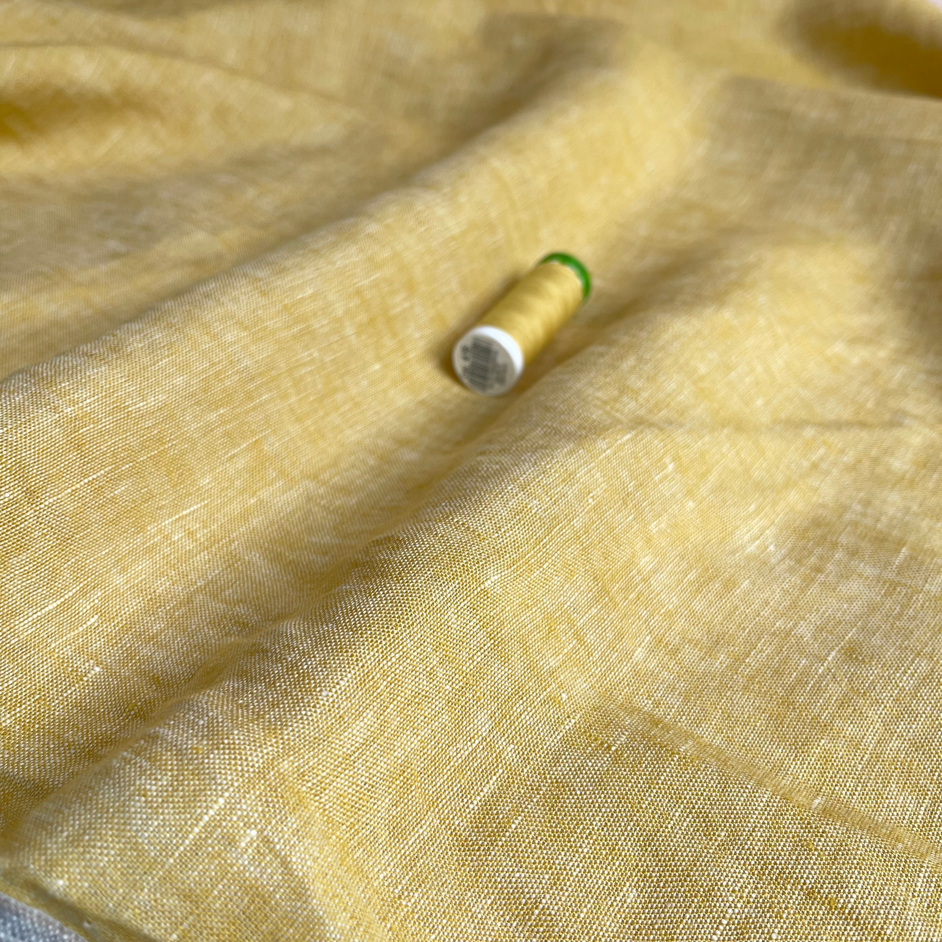 Yarn Dyed Pure Linen Fabric in Yellow