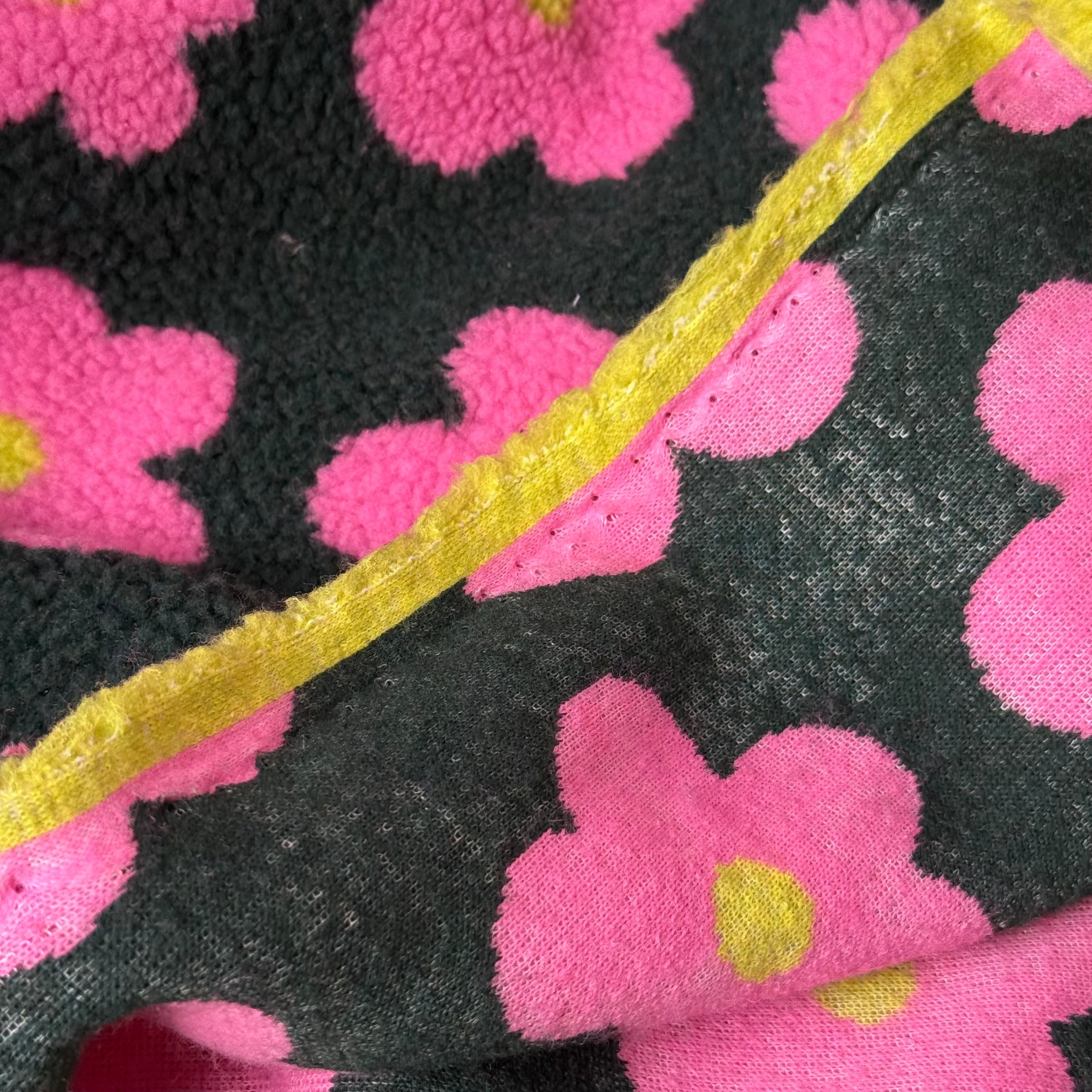 Flowers on Green Teddy Coating Fabric