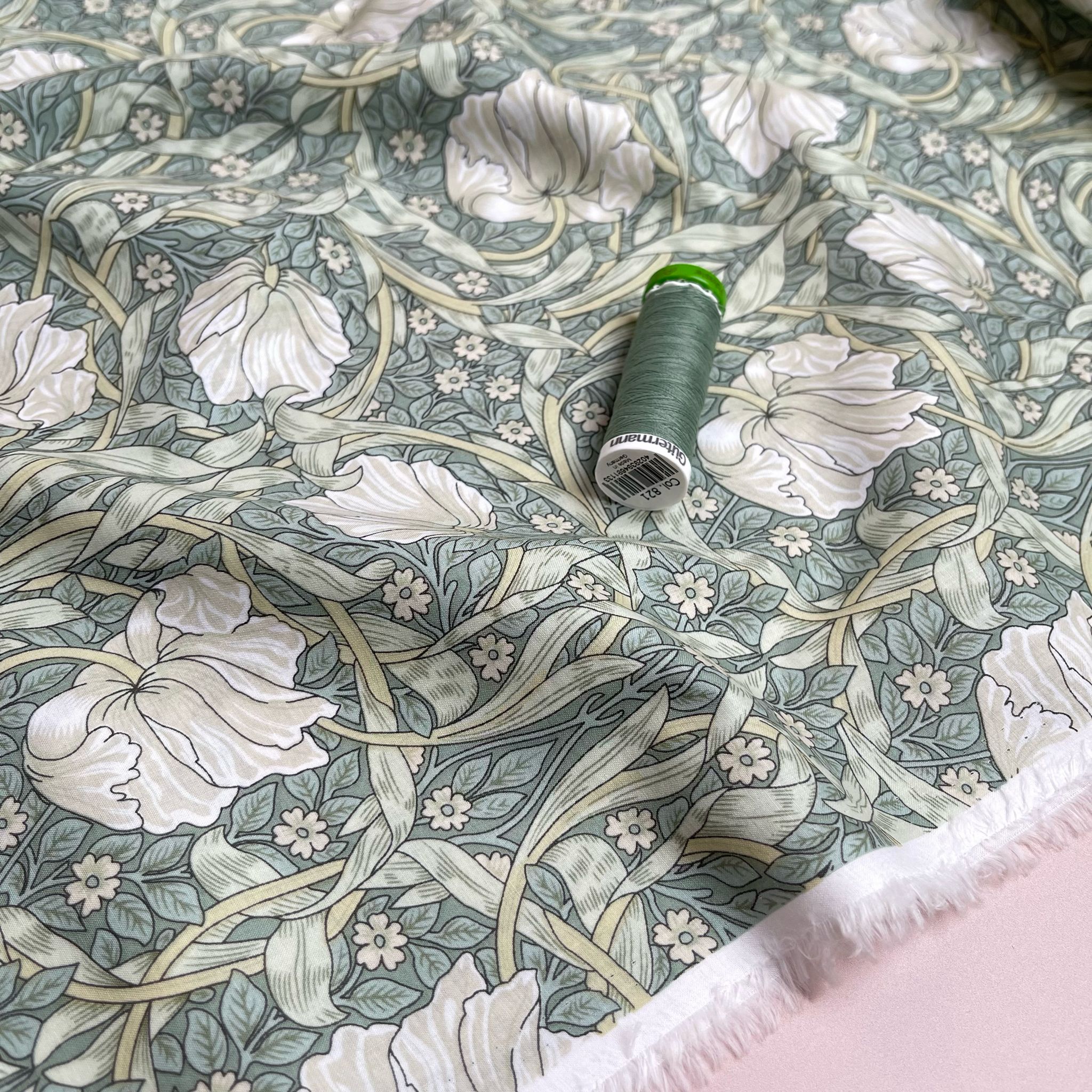 REMNANT 2.18 Metres - Morris Sage Green Cotton Lawn Fabric