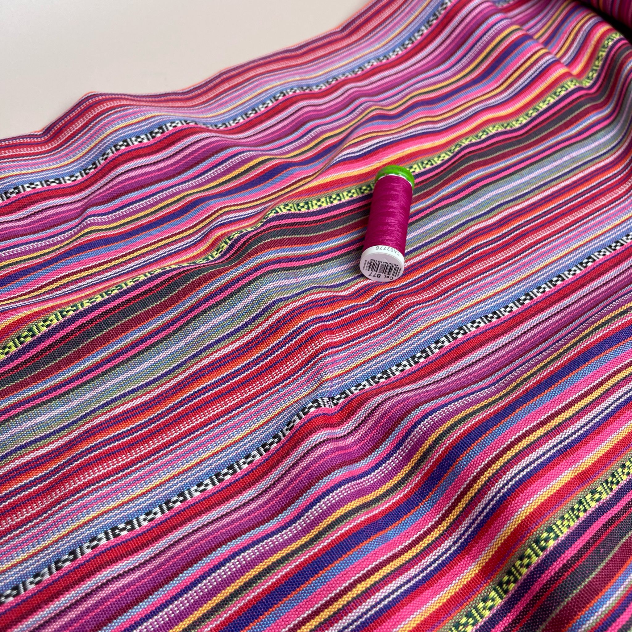 Yarn Dyed Fuchsia Stripes Jacquard Fabric