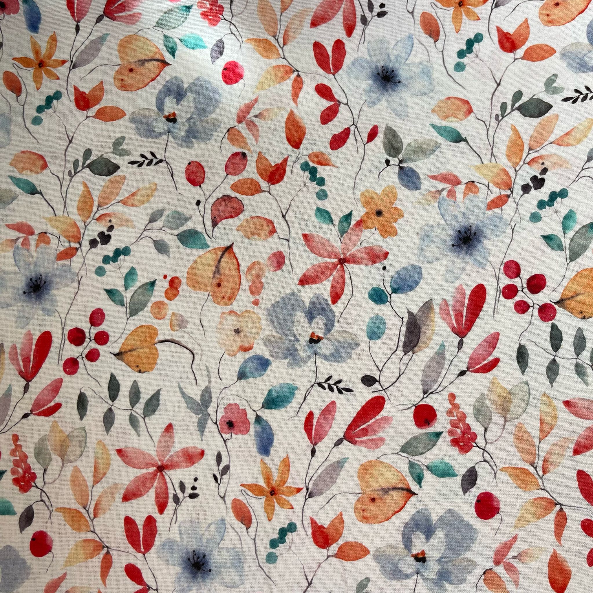 Watercolour Blossoms Viscose Linen Fabric