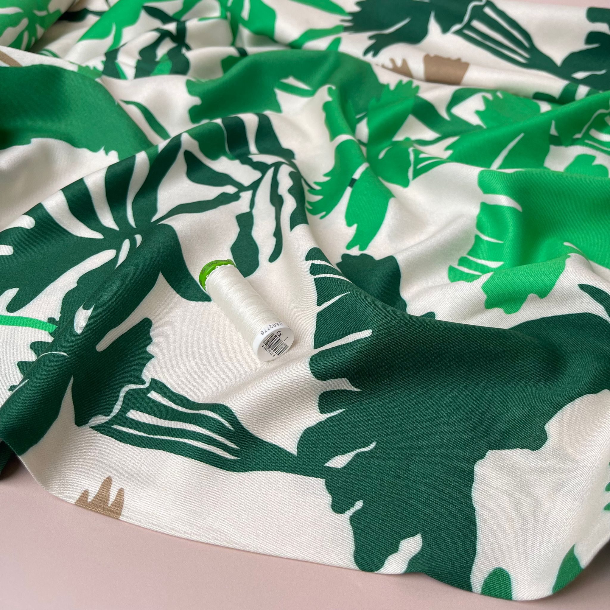 Light & Lush - Emerald Shadow Foliage Viscose Twill Fabric