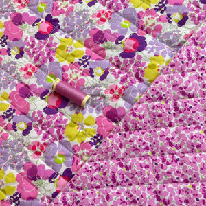 Spring Florals in Pink and Purple Quilted Cotton Fabric