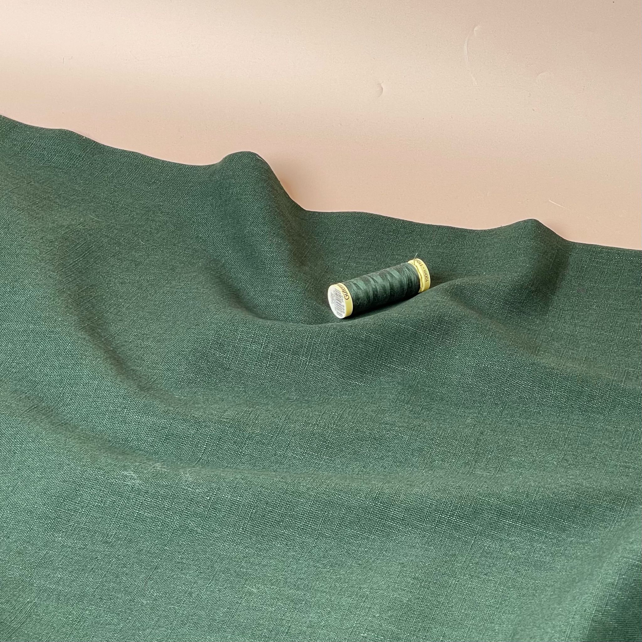 REMNANT 0.95 Metre - Breeze Forest Green - Enzyme Washed Linen Cotton Fabric