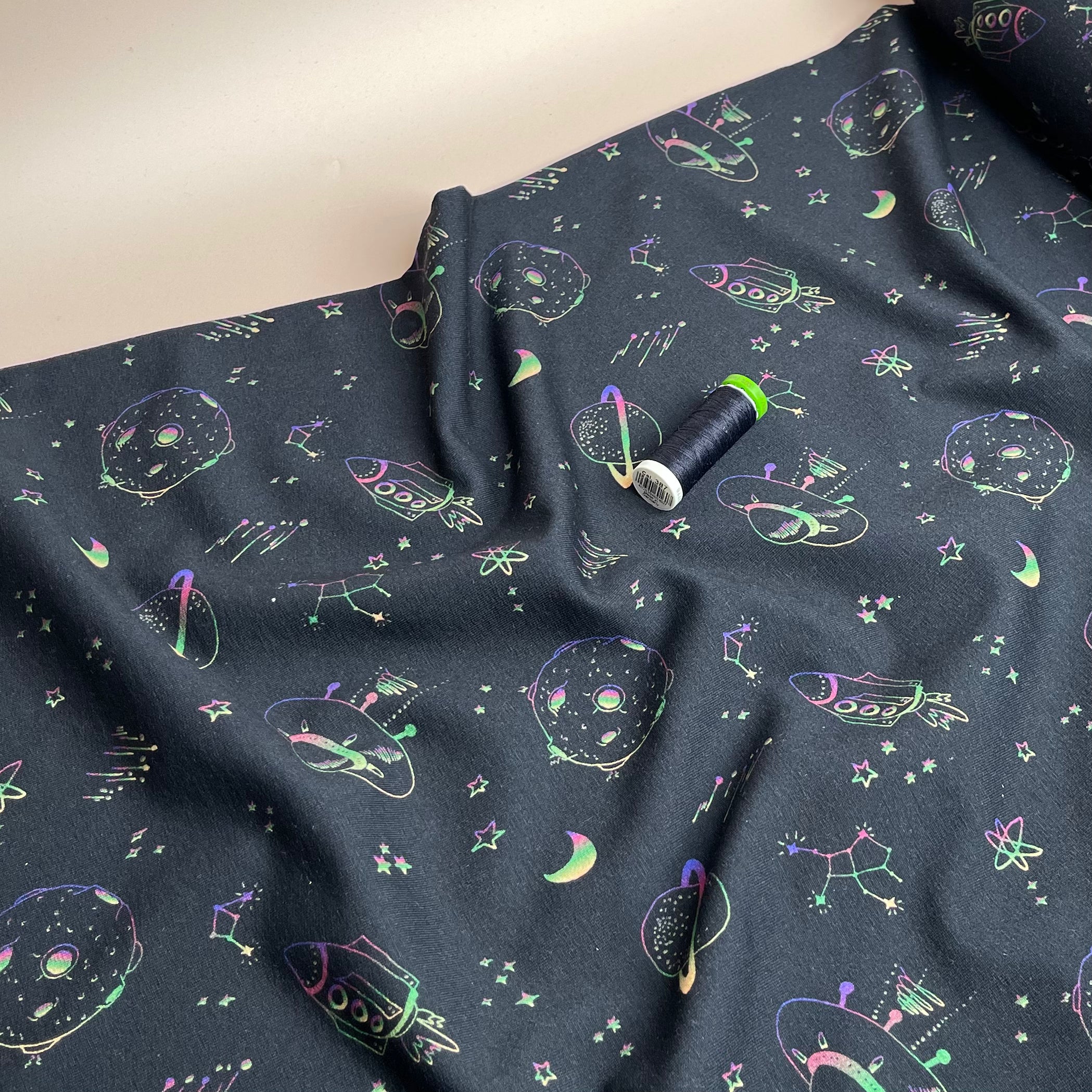Space Dark Navy Cotton French Terry