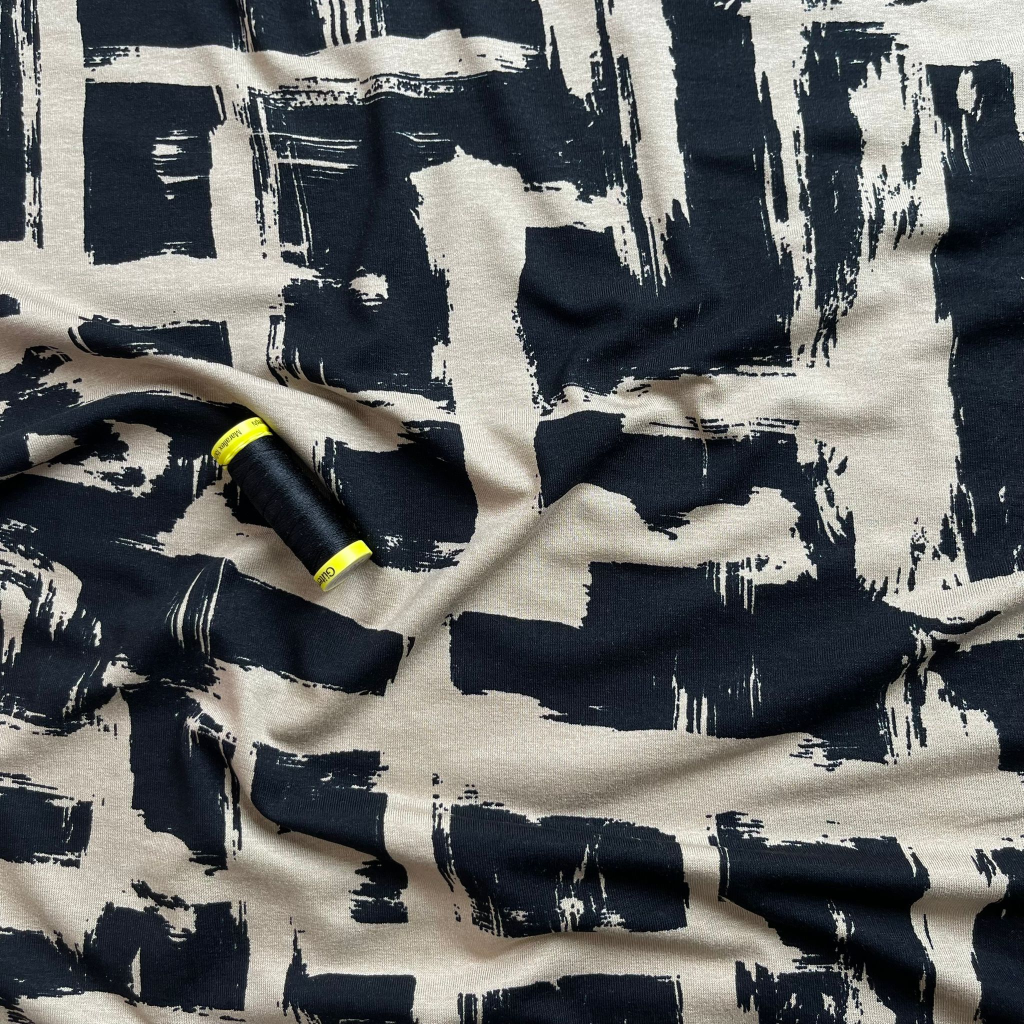 REMNANT 2.76 Metres - Labyrinth in Sand De Luxe Viscose Jersey Fabric