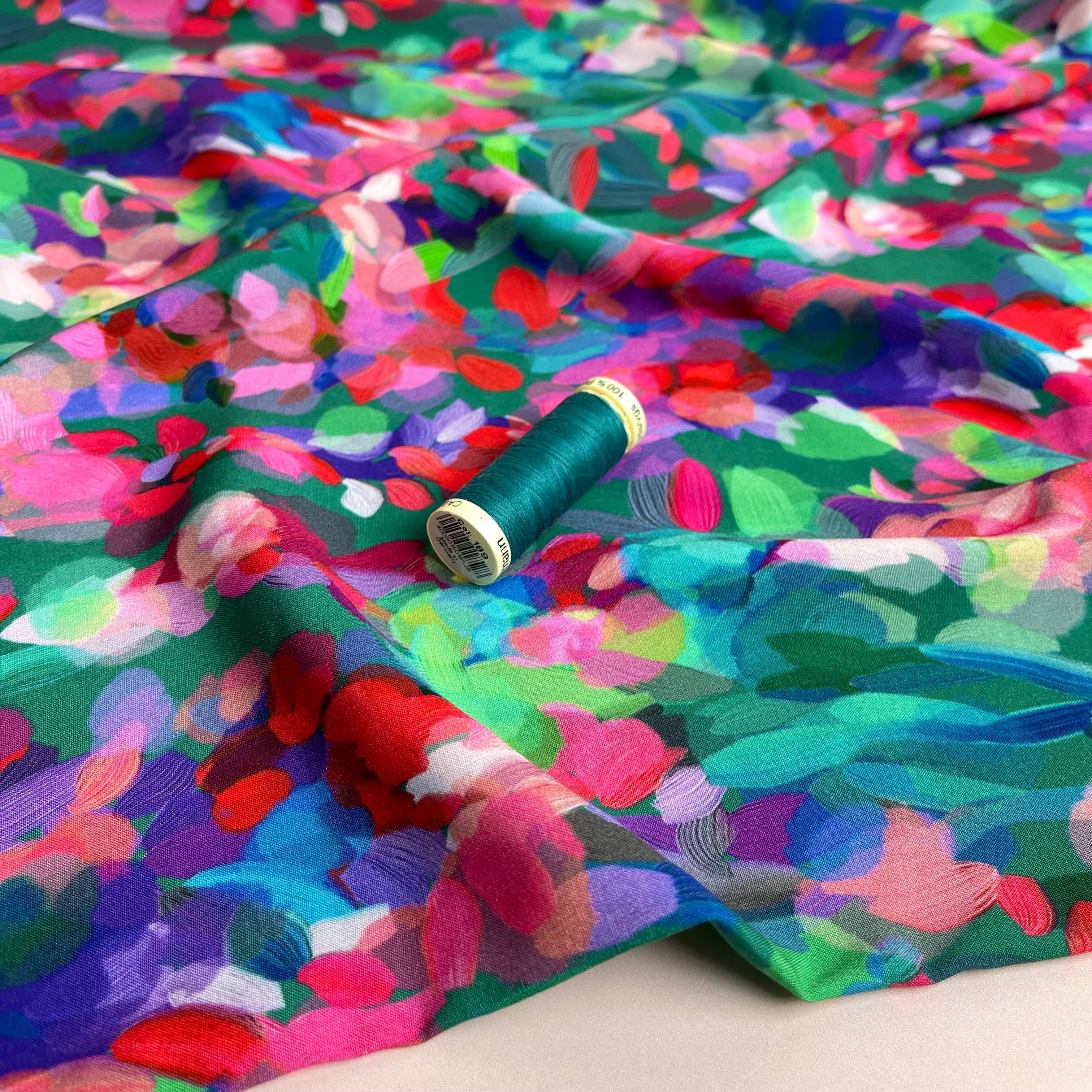 Summer Party - Lupine Petals Green ECOVERO™ Viscose