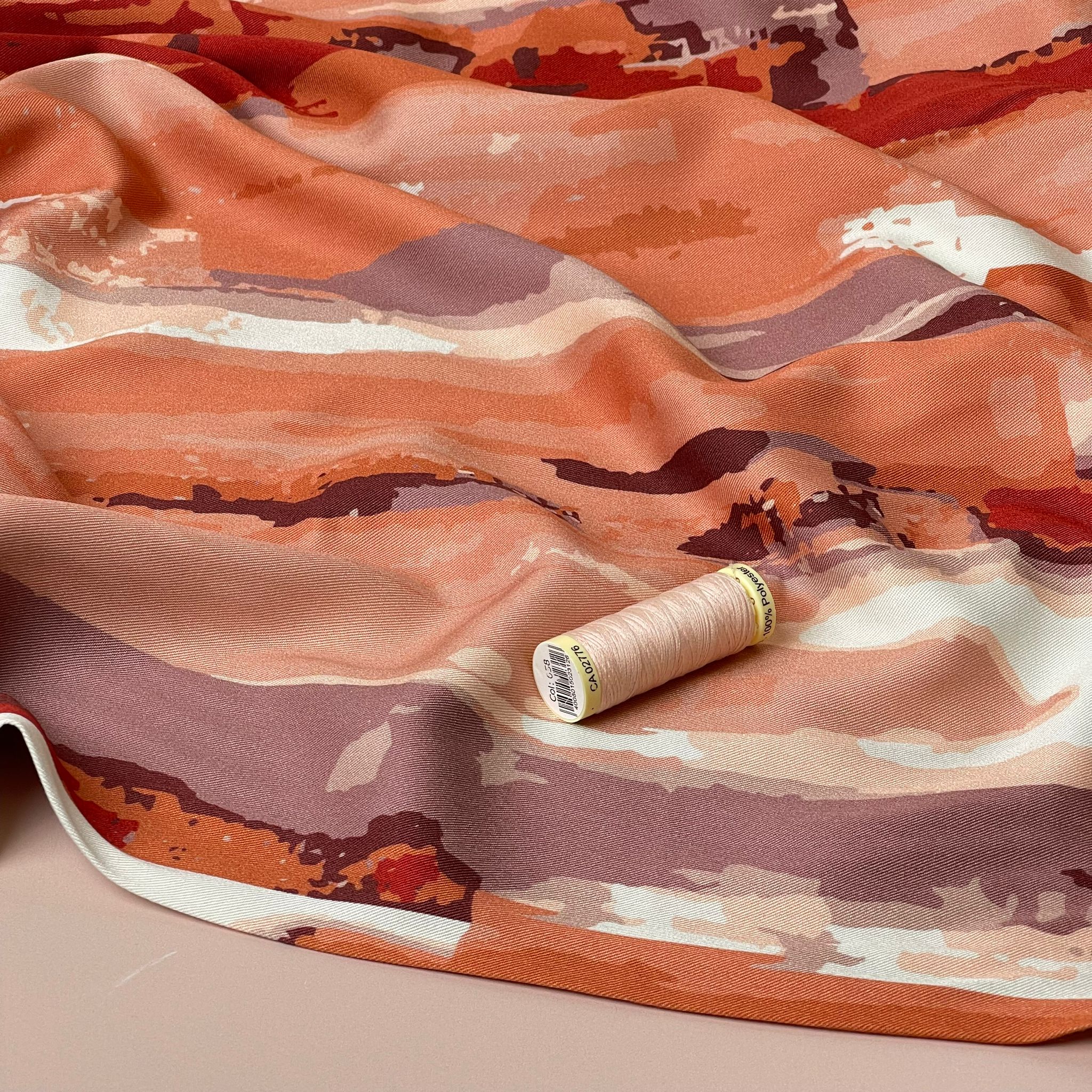 REMNANT 0.85 Metre - Light & Lush - Summer Sunset Viscose Twill Fabric