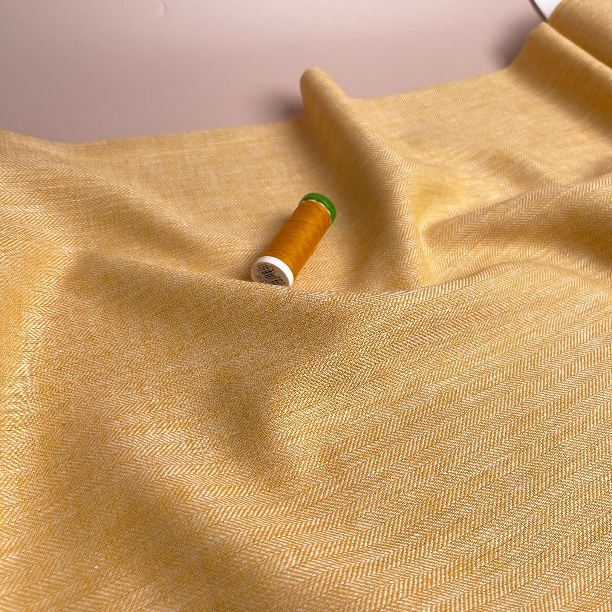 Chevron Yellow Linen Cotton Twill