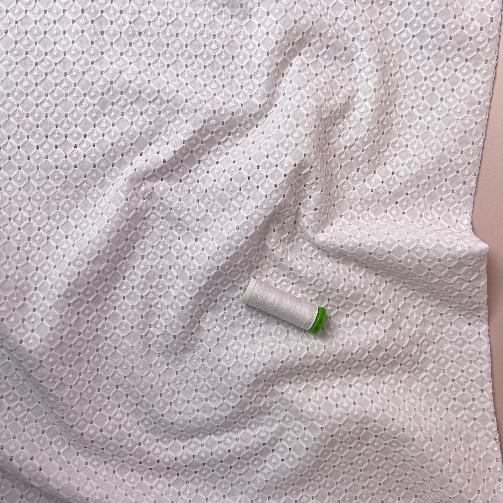 White Diamonds Cotton Broderie Anglaise Fabric