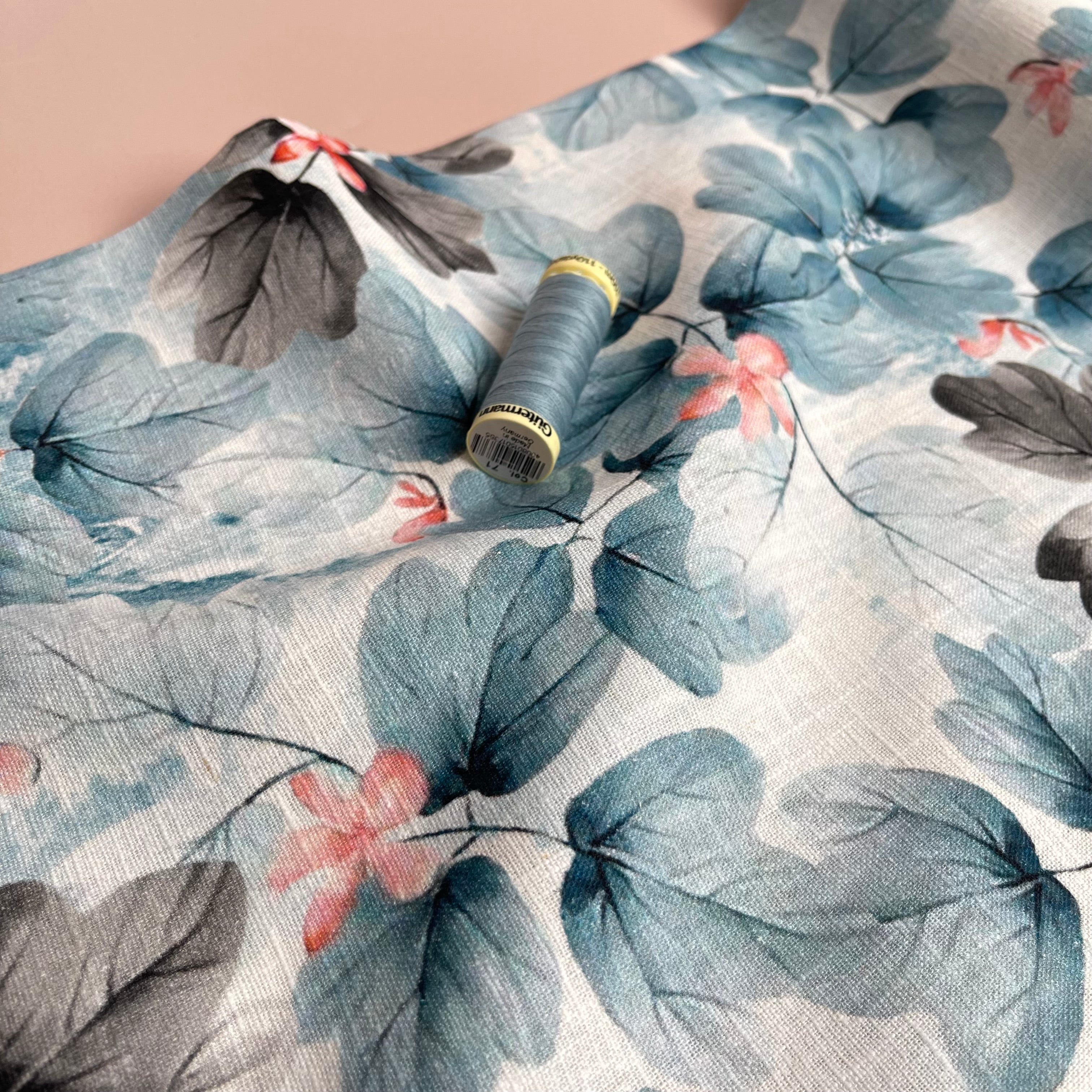 Watercolour Foliage Linen Cotton Blend Fabric