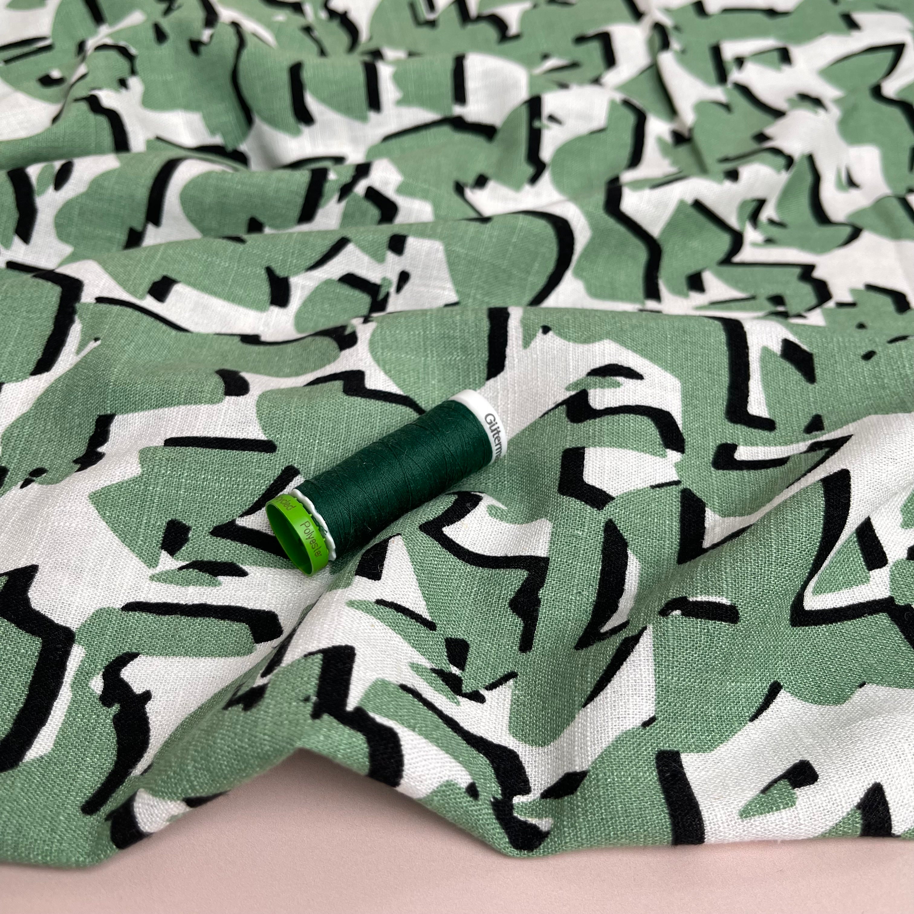 Shapes Green Linen Viscose Blend Fabric