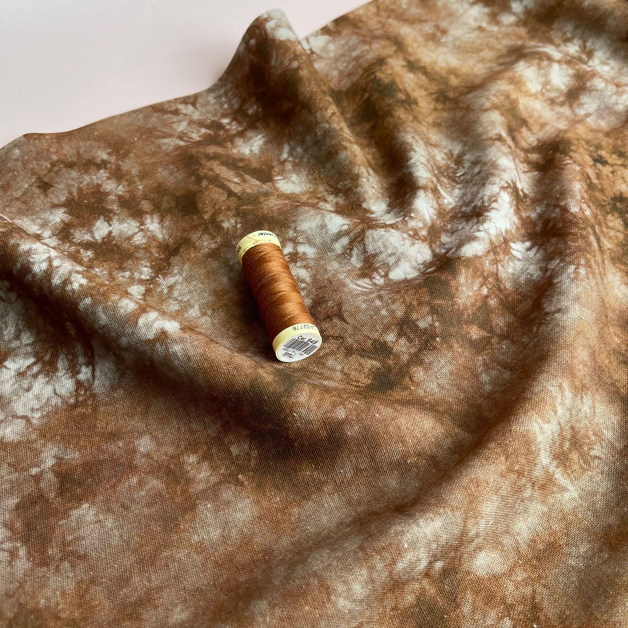 Tie Dye Rich Brown Linen Viscose Blend Fabric