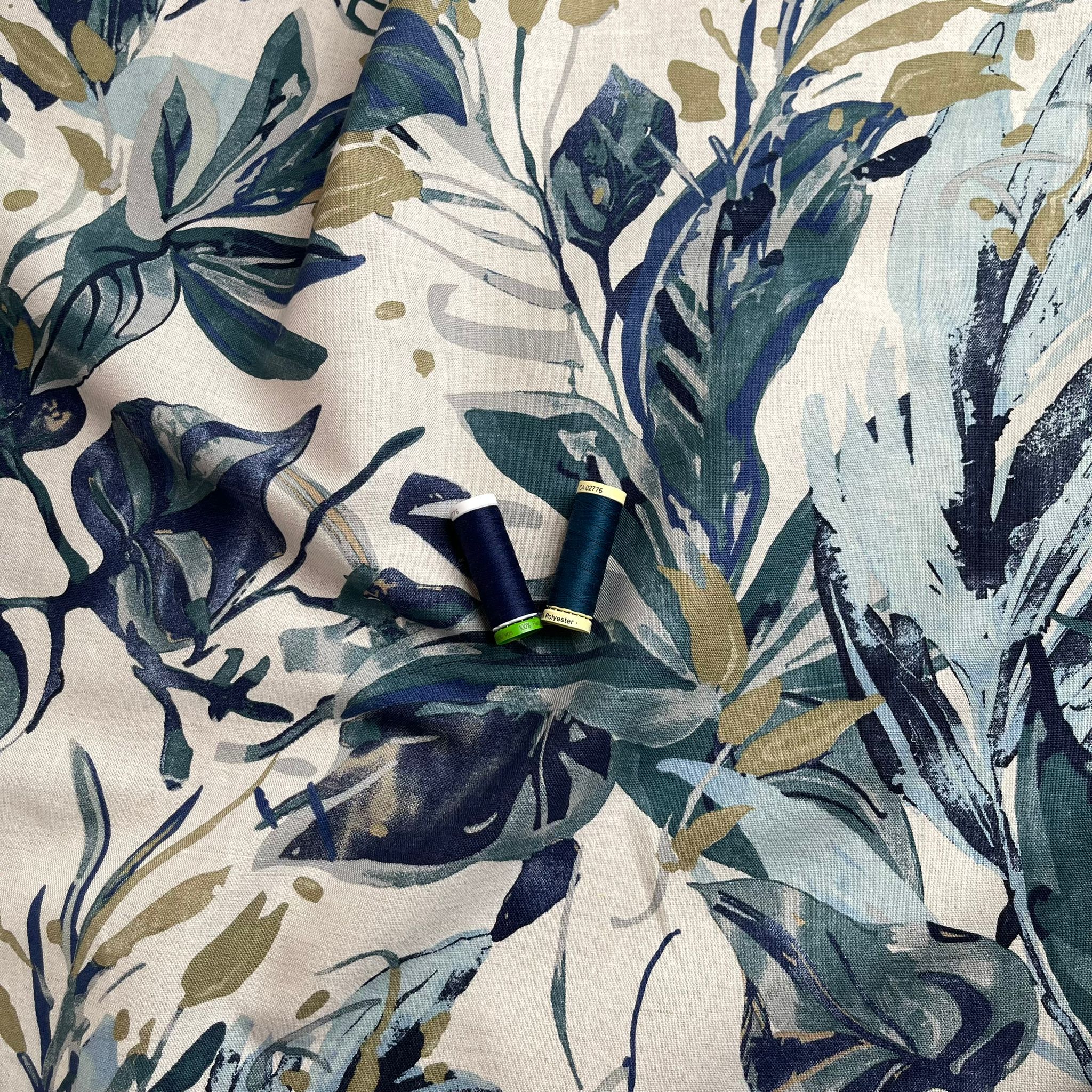 Bold Foliage Cotton Linen Canvas