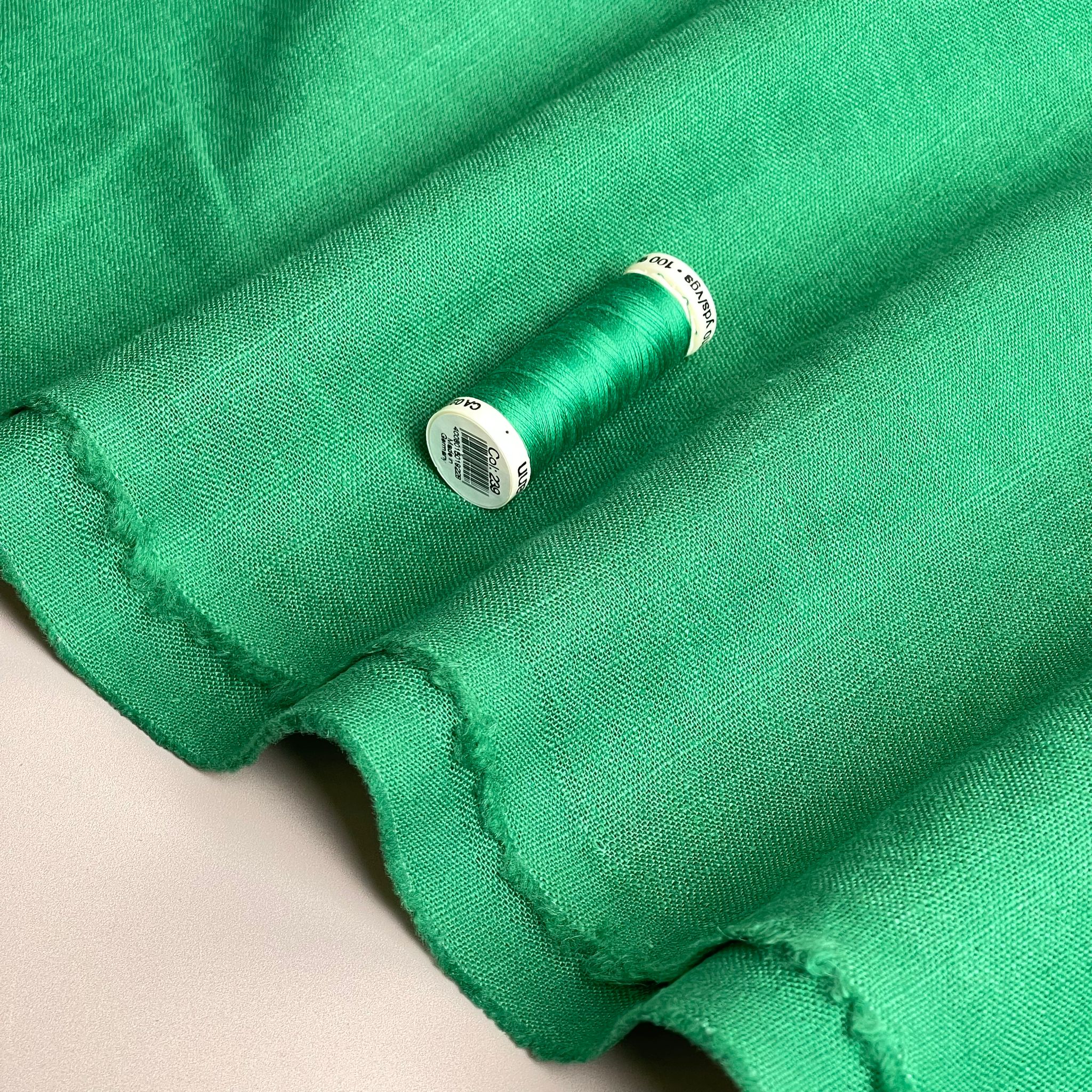REMNANT 0.75 Metre (plus free section with small holes) - Breeze Emerald - Enzyme Washed Pure Linen Fabric (Copy)