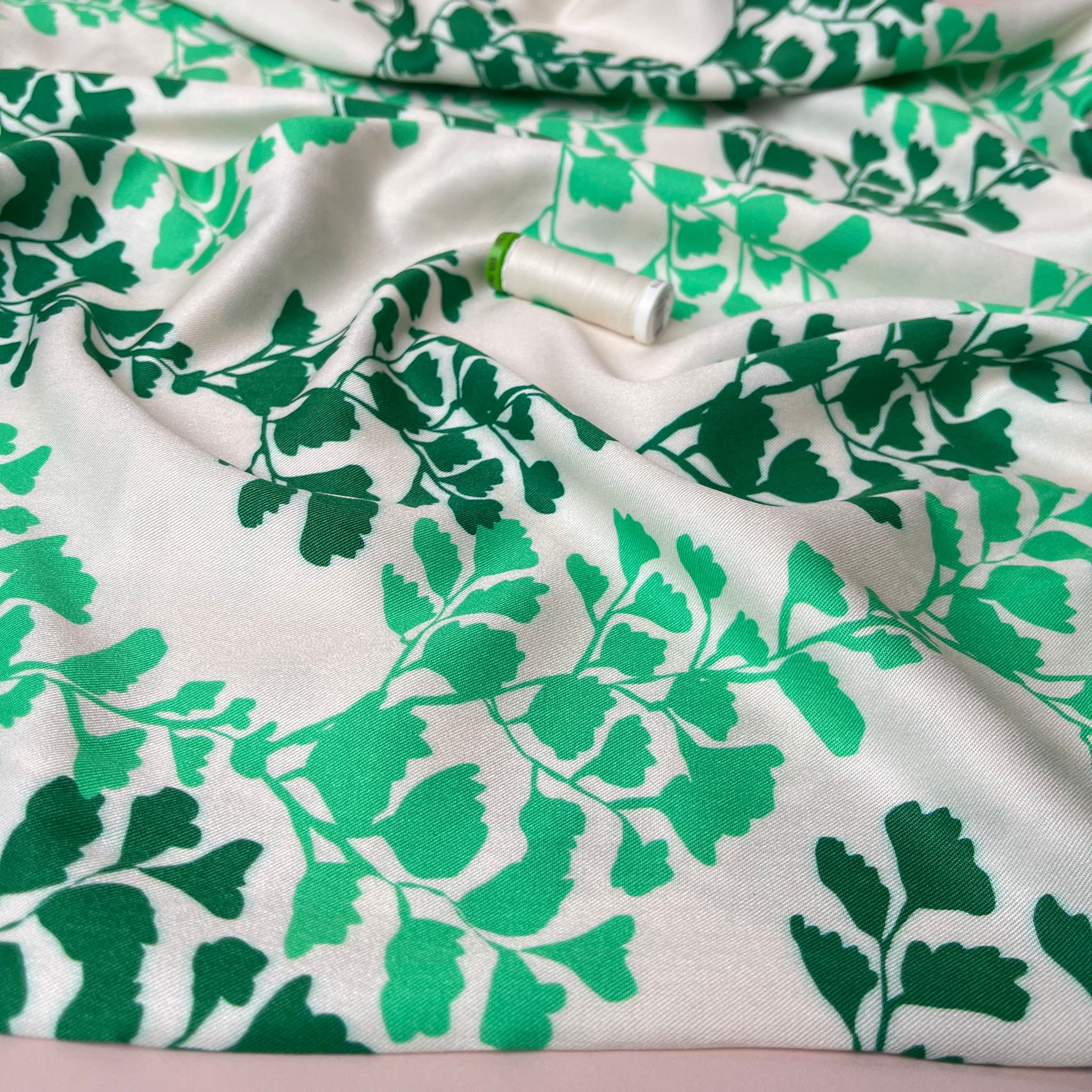 Light & Lush - Emerald Leaves Viscose Twill Fabric