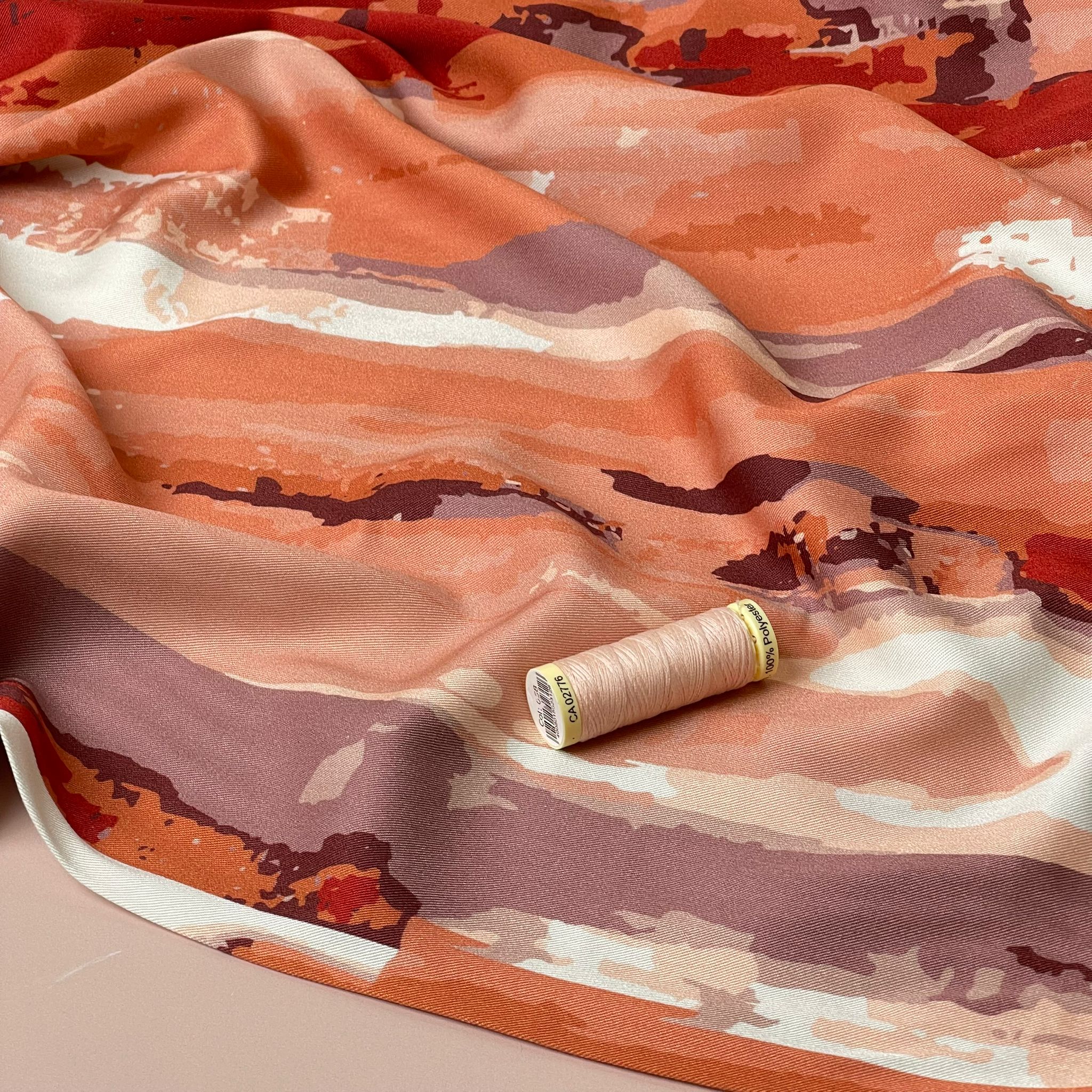 REMNANT 0.85 Metre - Light & Lush - Summer Sunset Viscose Twill Fabric