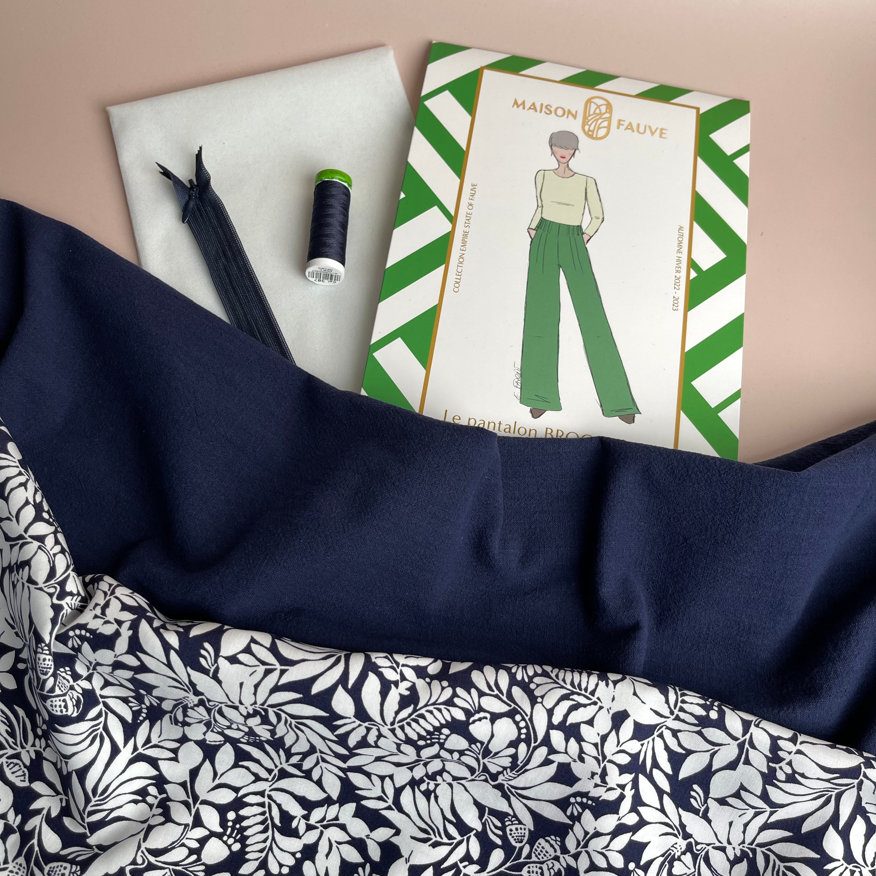 Sewing Kit - Brooklyn Trousers in Navy Vintage Washed Cotton