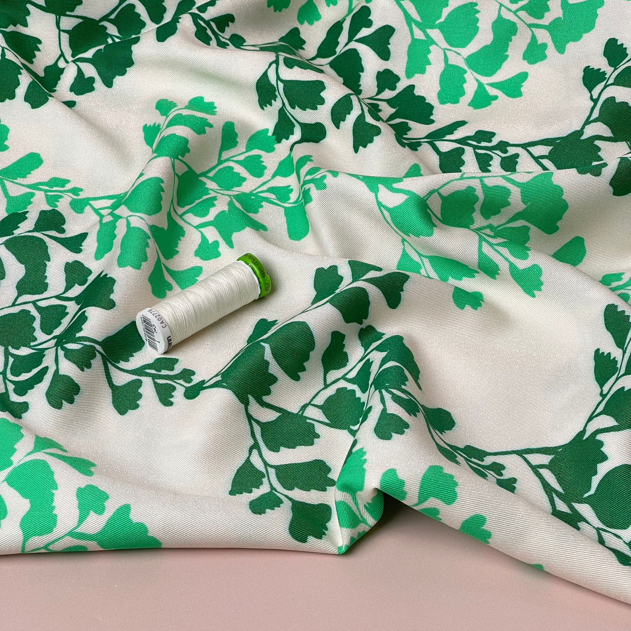 Light & Lush - Emerald Leaves Viscose Twill Fabric