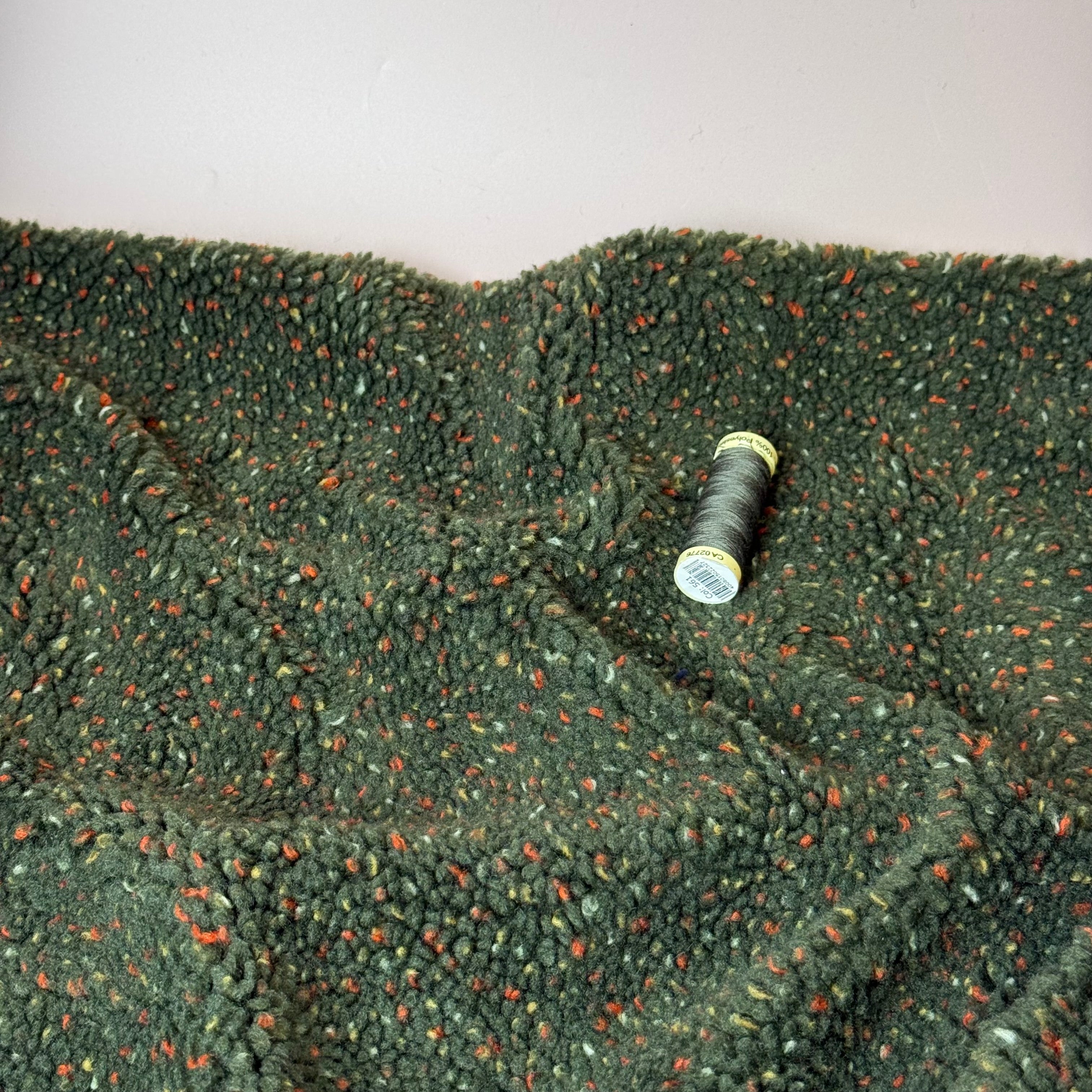 Speckles Forest Green Teddy Coating Fabric