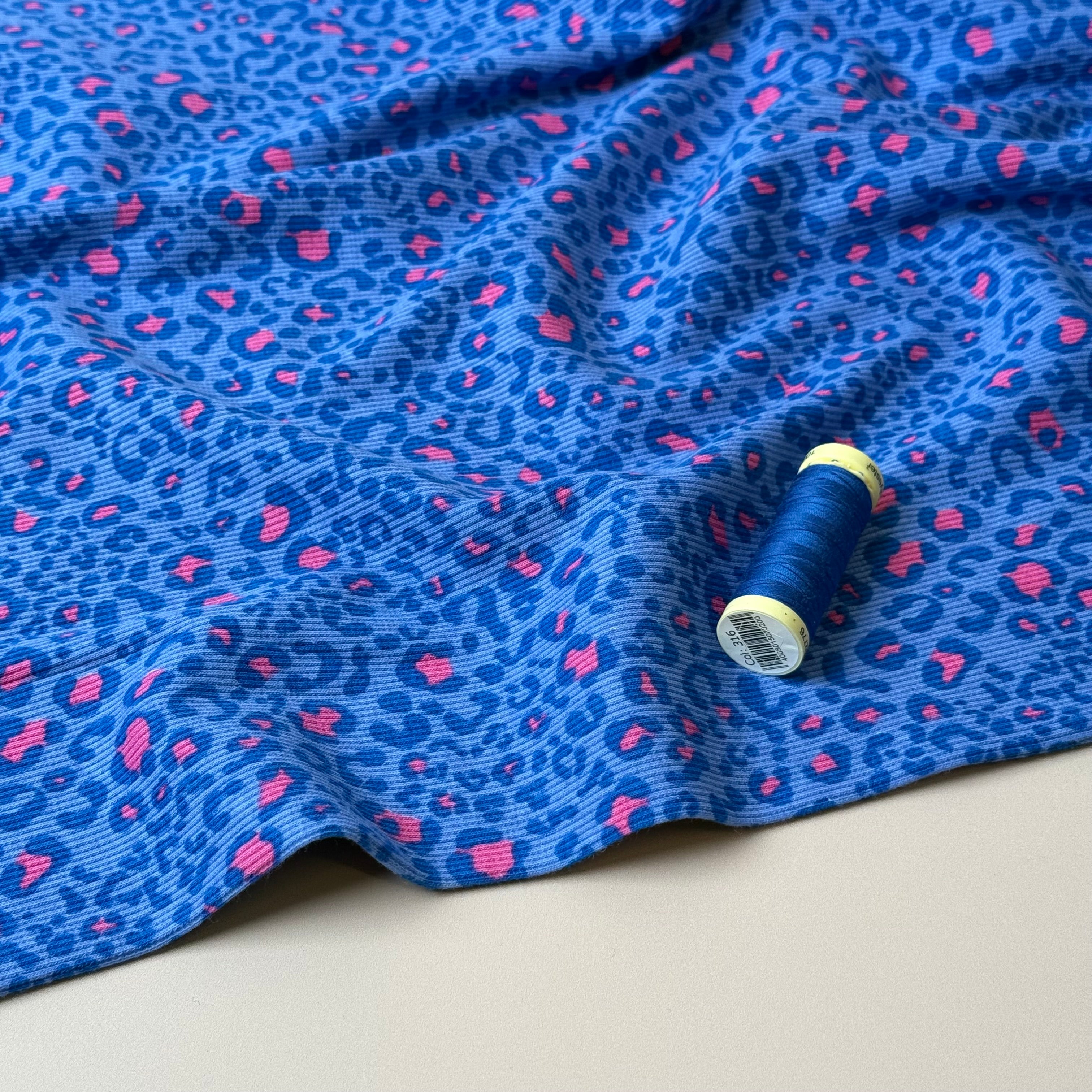 Animal Print Cobalt Cotton Ribbed Jersey