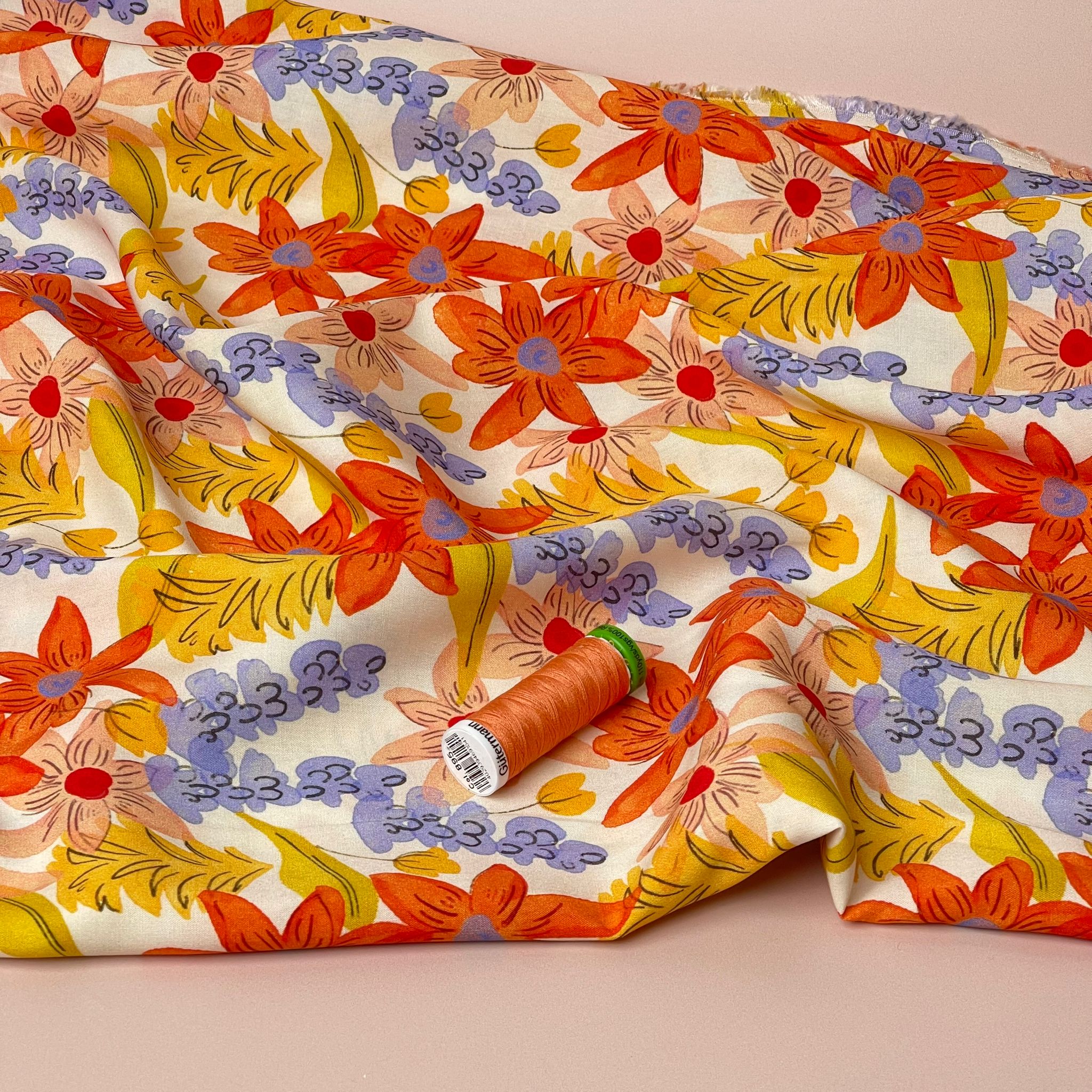 Golden Meadow Viscose Fabric