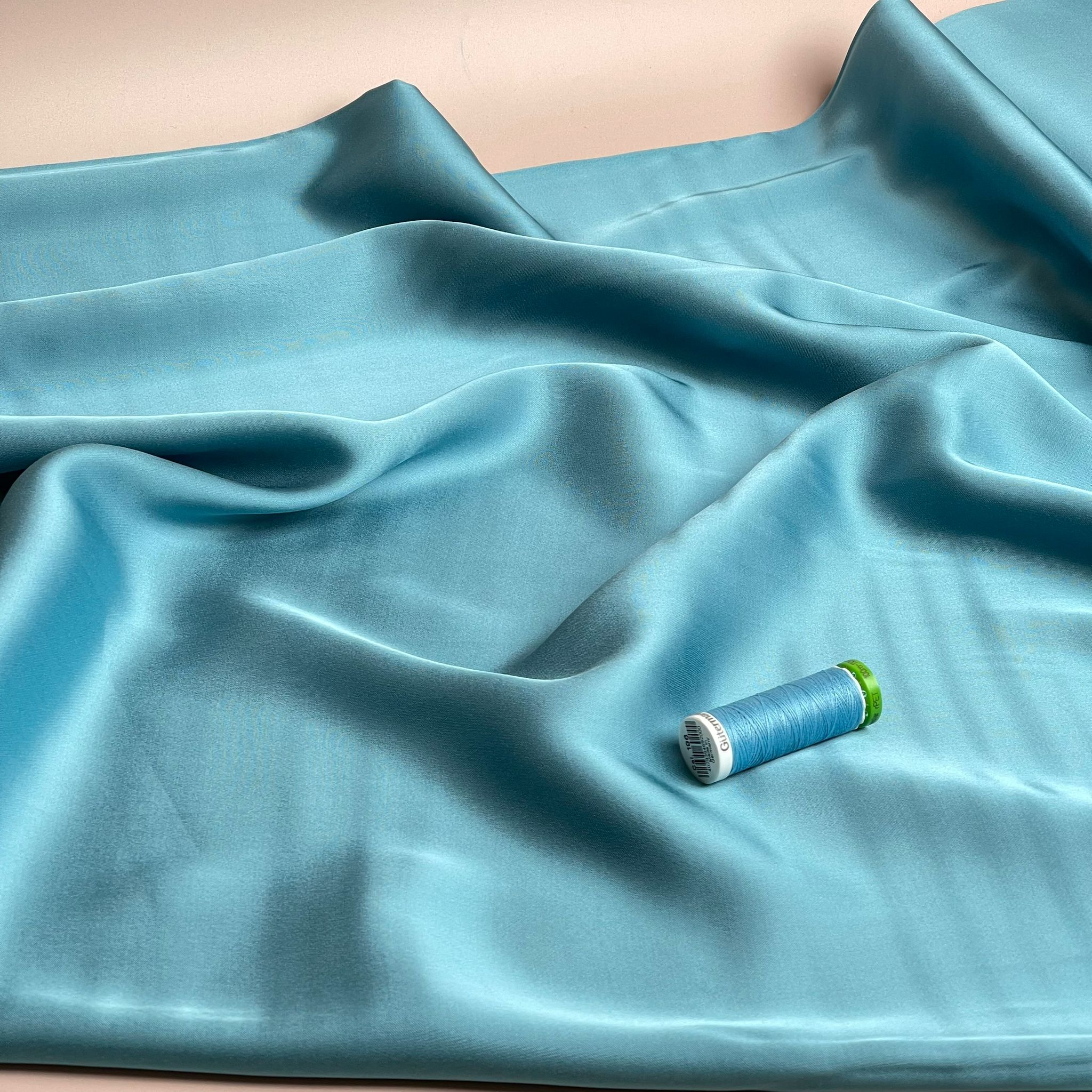 Turquoise Solid Viscose Sateen Fabric