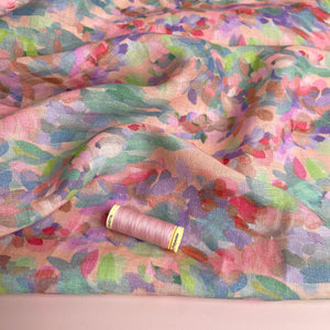 REMNANT 0.93 Metre - Summer Party - Lupine Petals Blush Pure Linen