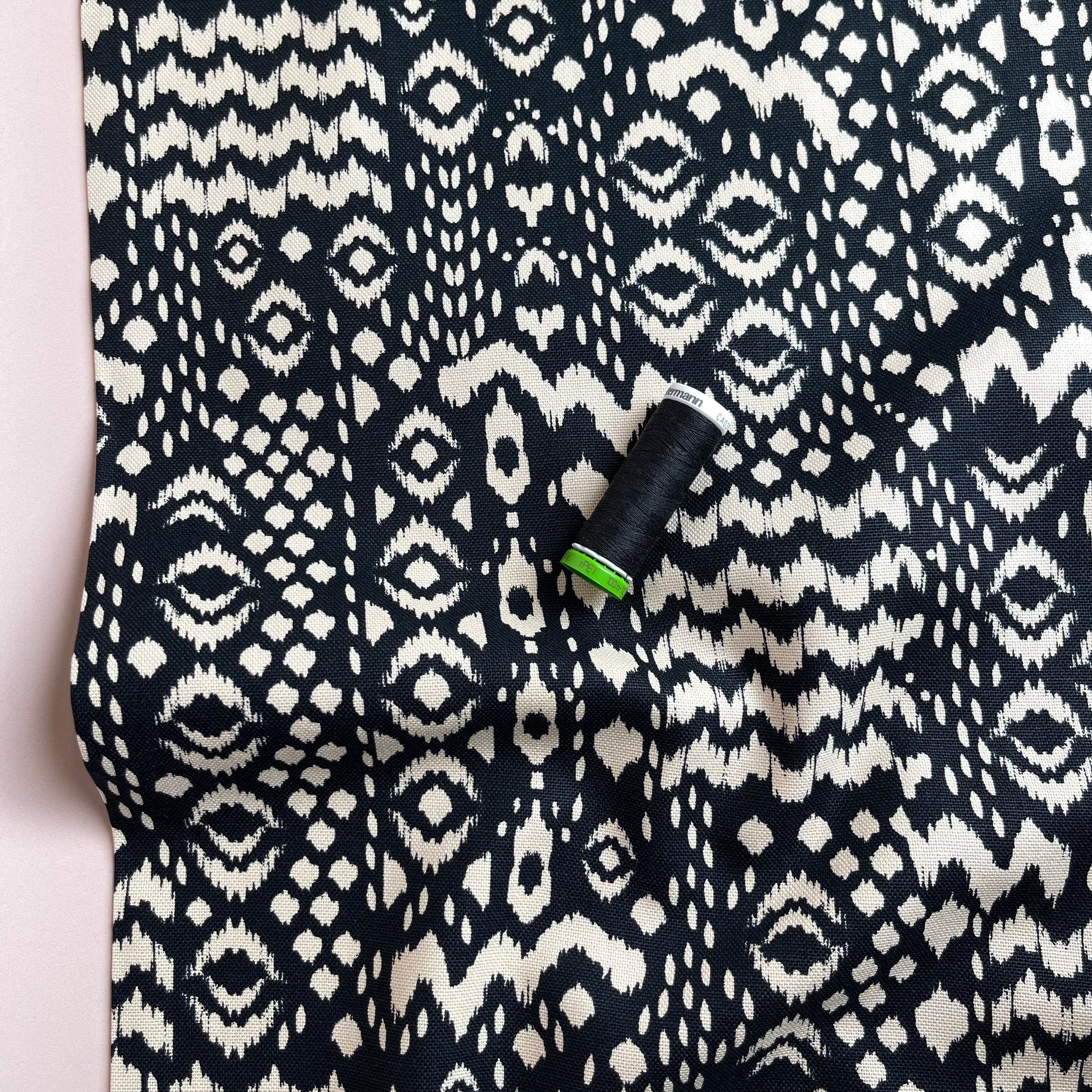 REMNANT 0.45 Metre - Bohemian in Black Cotton Canvas