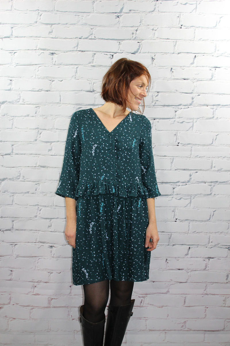 REMNANT 0.63 Metre - Églantine & Zoé - Lyptus Dark Lagoon Viscose Crepe Fabric