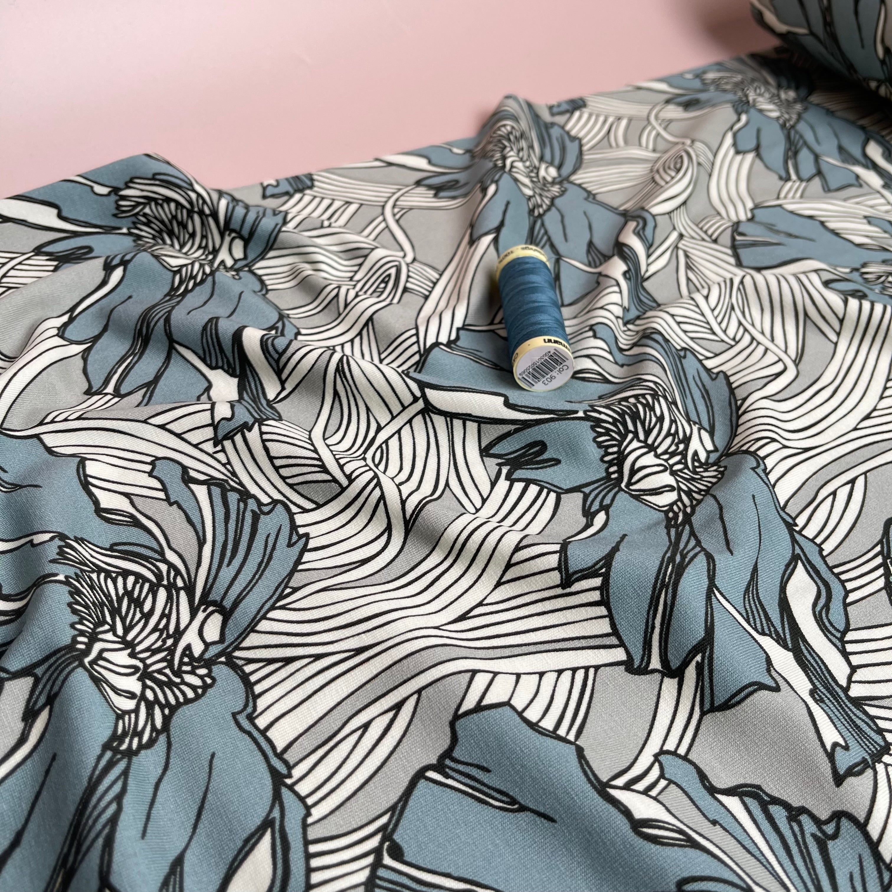 Danish Design - Bold Linear Flower Cotton Jersey