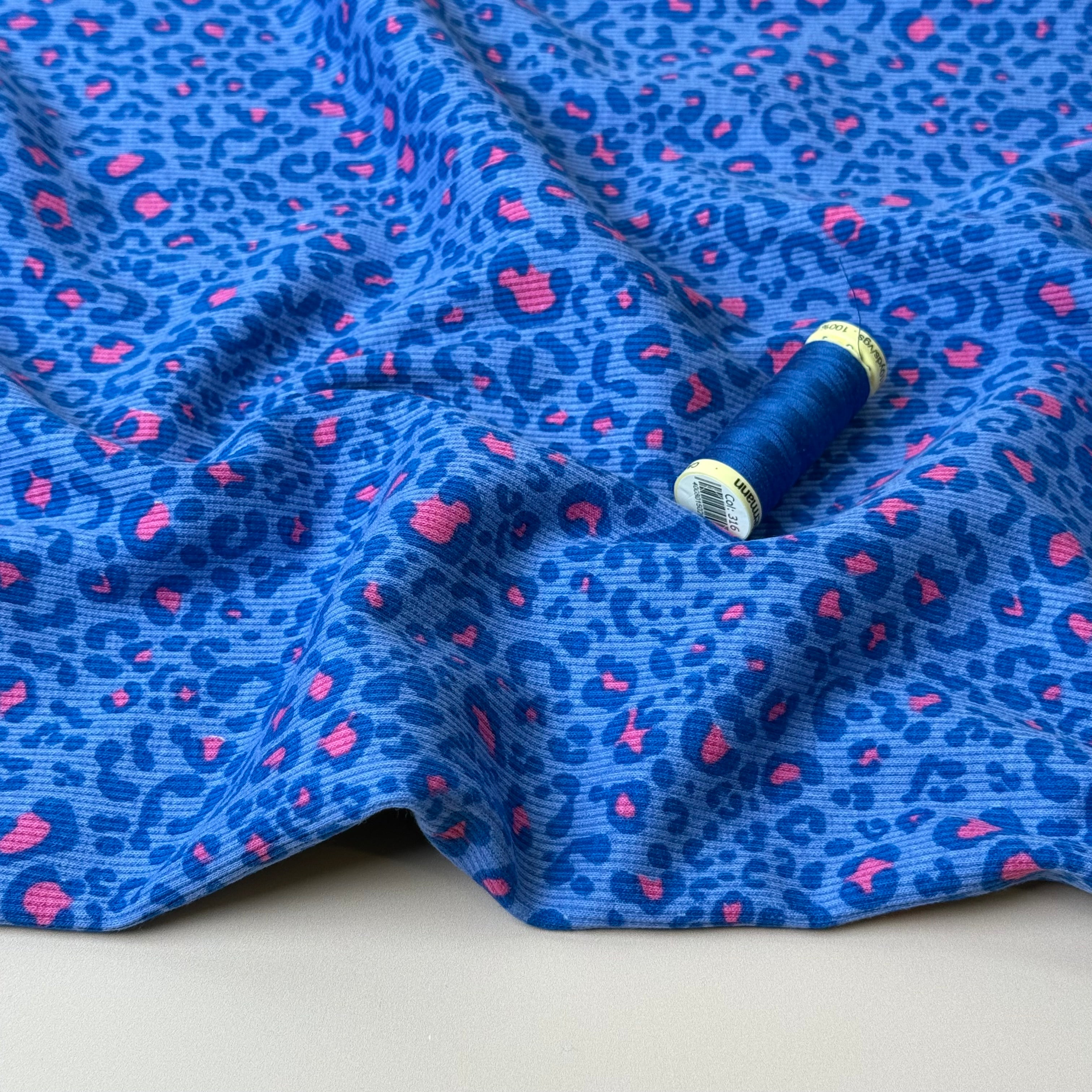Animal Print Cobalt Cotton Ribbed Jersey