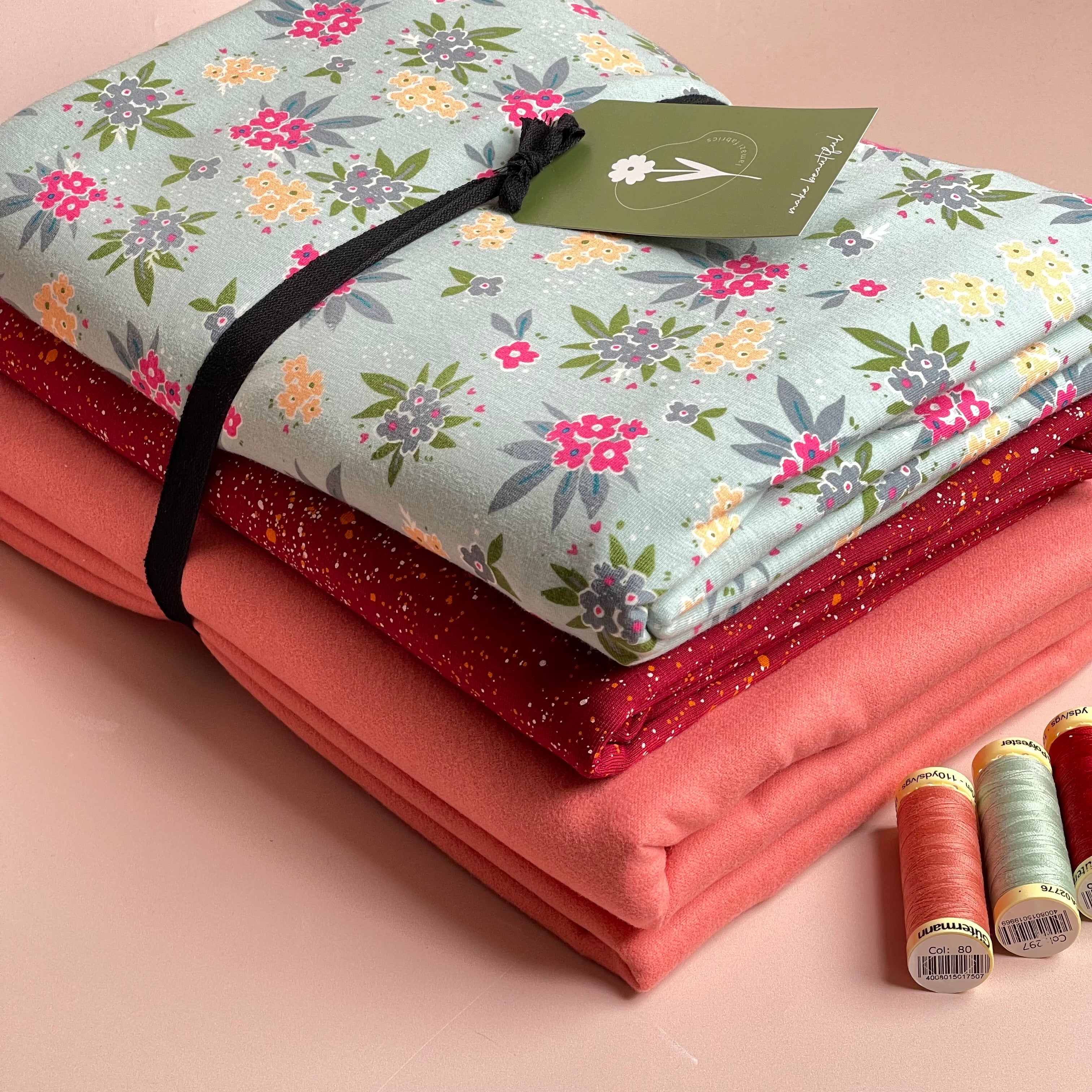 Limited Edition - Luxury Pyjama Kit with Printed Cotton Jersey and Pink Clay Flannel