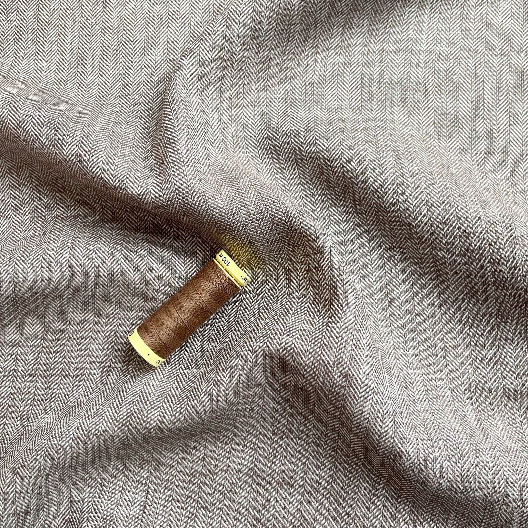 Chevron Brown Linen Cotton Twill