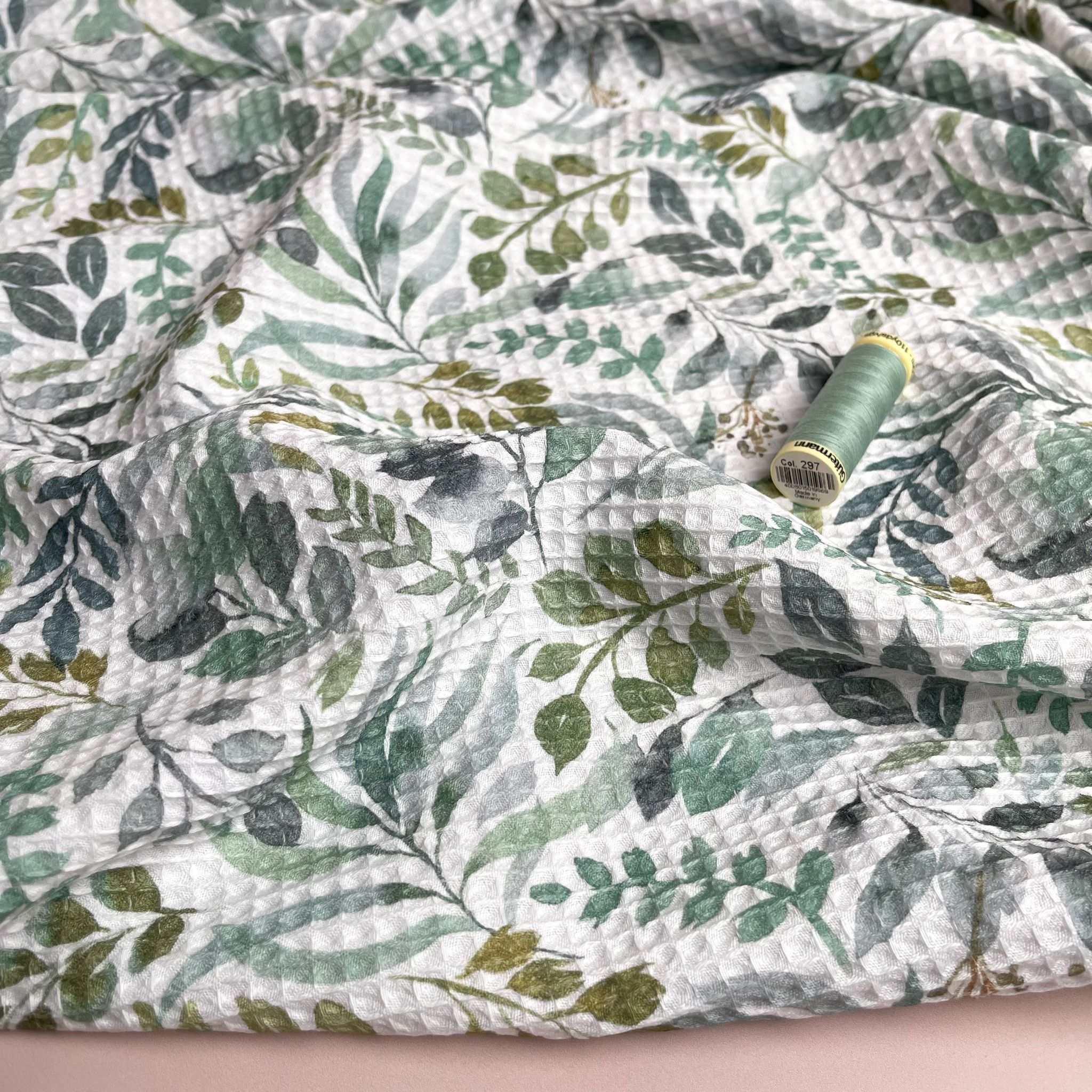 Eucalyptus Foliage Pure Cotton Waffle Fabric