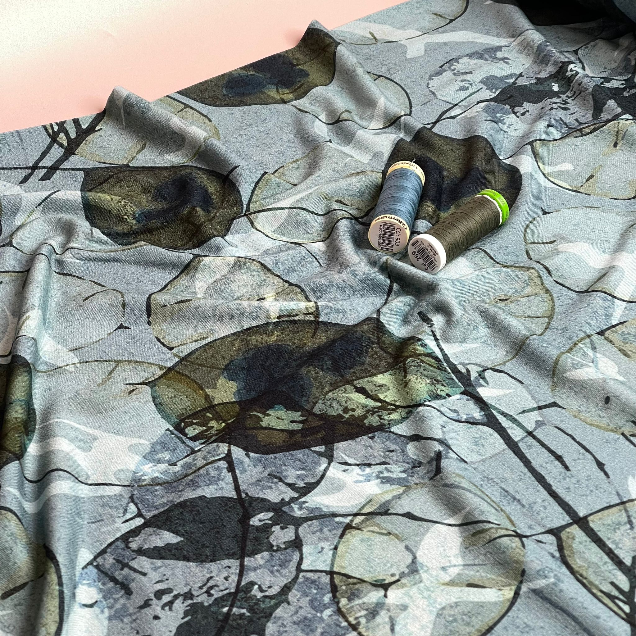 REMNANT 2.64 Metres - Danish Design - Frosted Leaves ECOVERVO™ Viscose Jersey