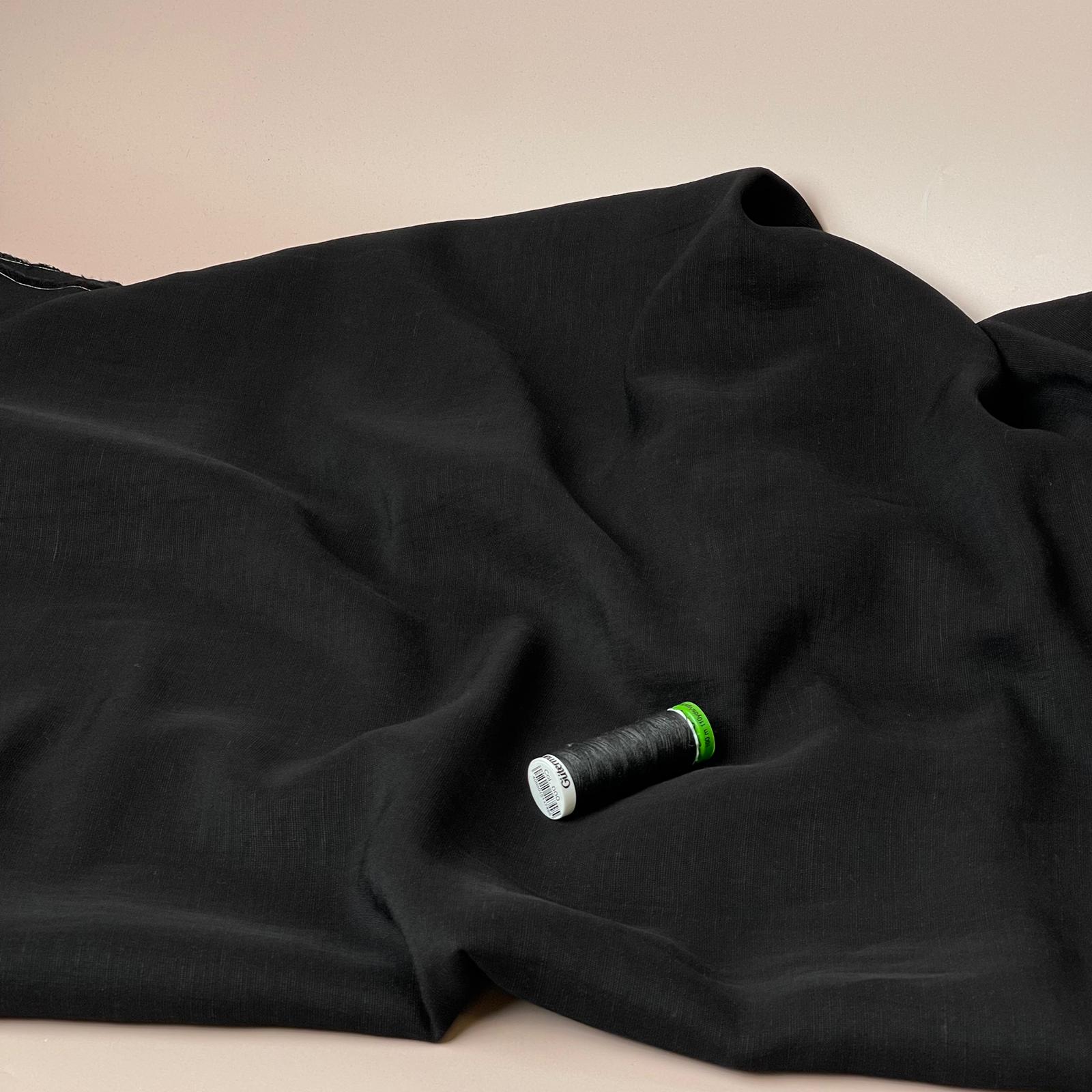 Lush Black Light Viscose Linen Crepe Dress Fabric