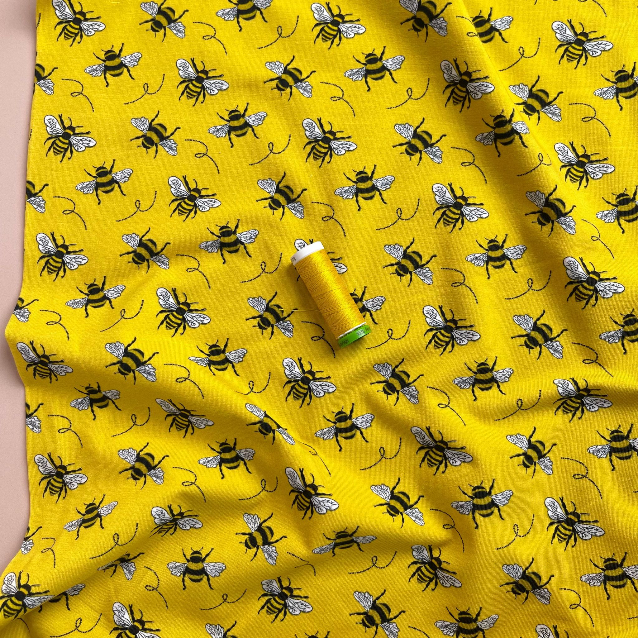 Busy Bees Organic Cotton Knit Fabric