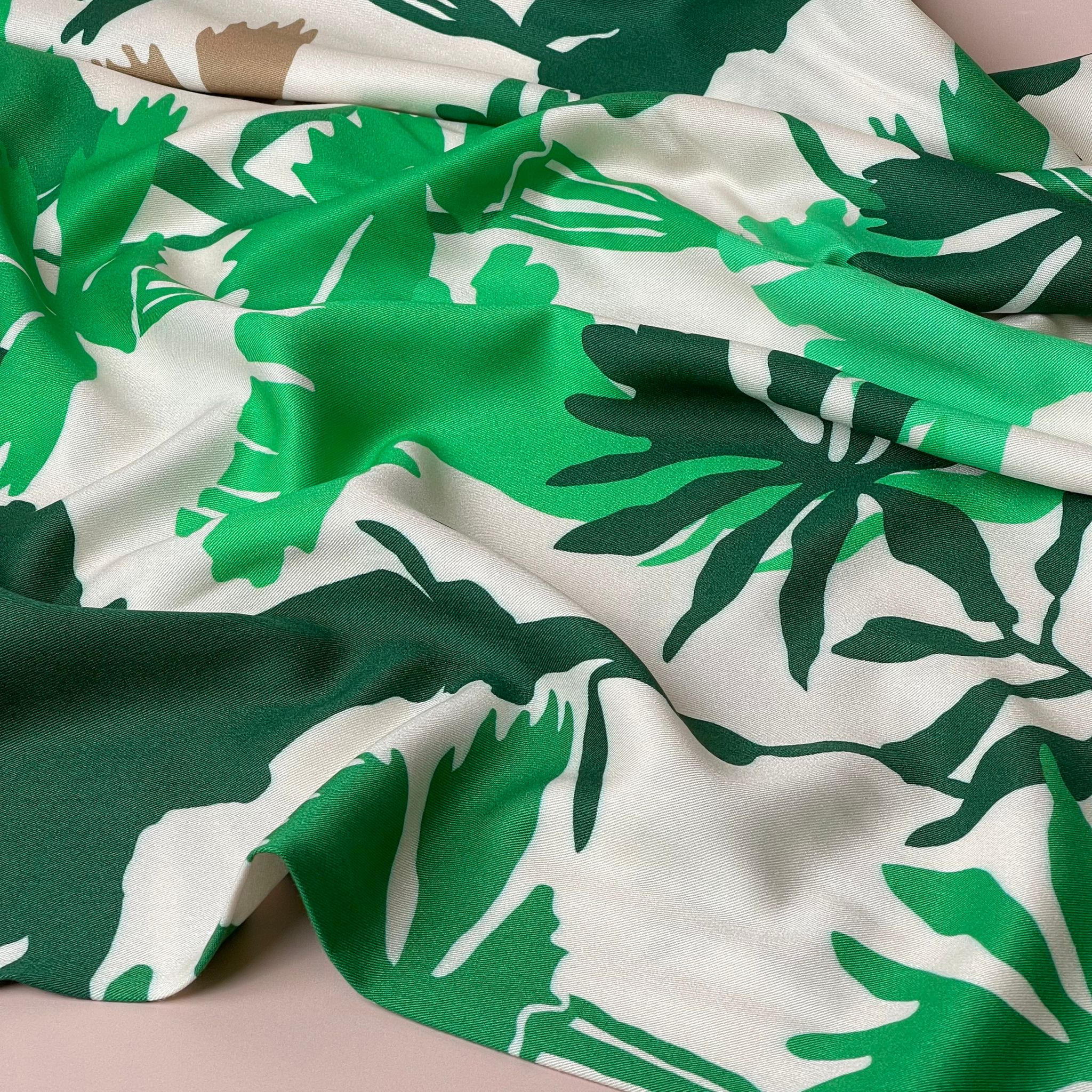 Light & Lush - Emerald Shadow Foliage Viscose Twill Fabric