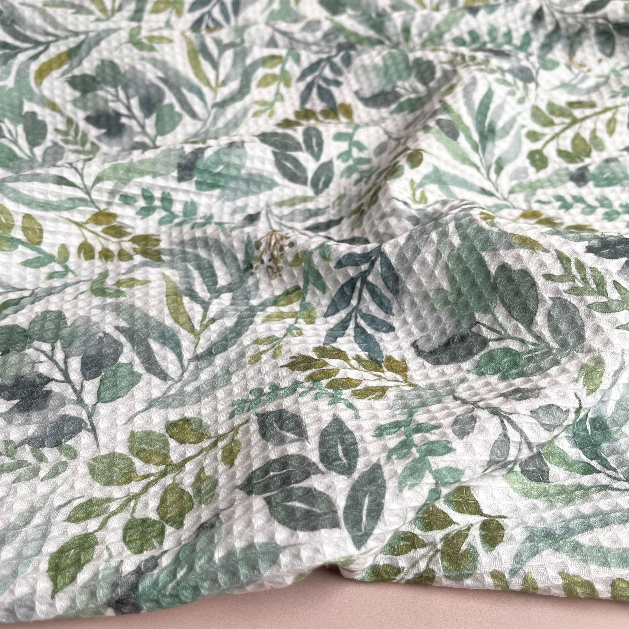 Eucalyptus Foliage Pure Cotton Waffle Fabric